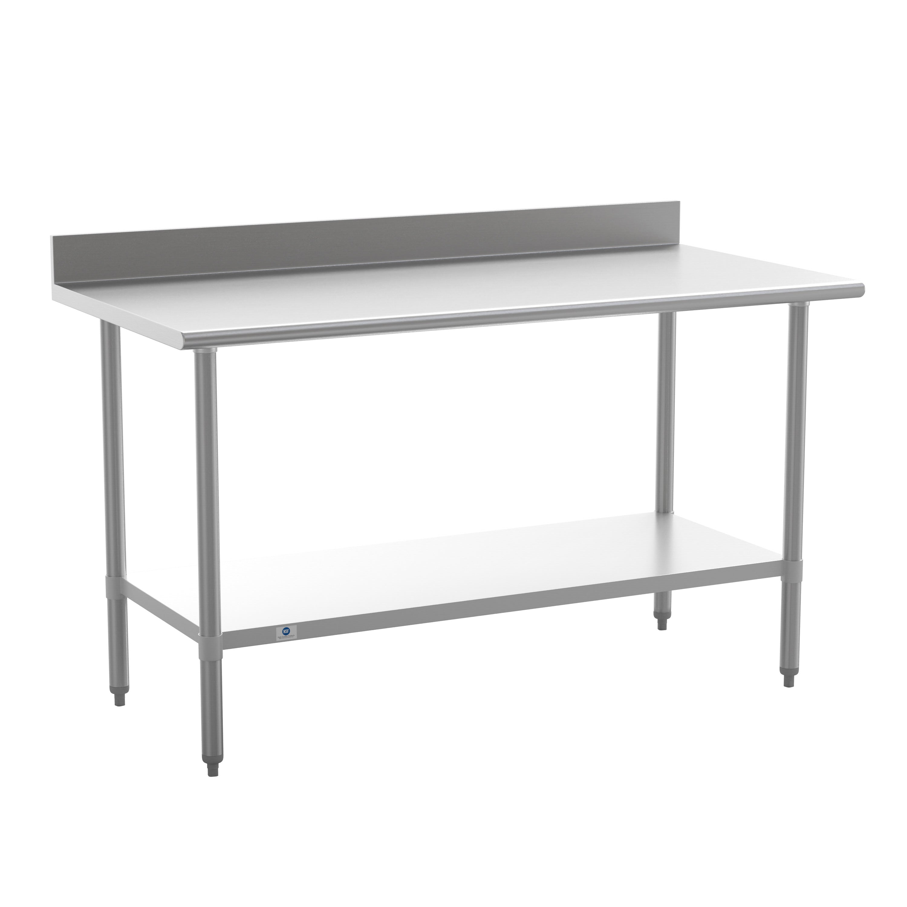 Reese Commercial Grade 430 Stainless Steel 18 Gauge NSF Certified 30" x 60" Kitchen Prep and Work Table with Adjustable Shelf and 4" Backsplash