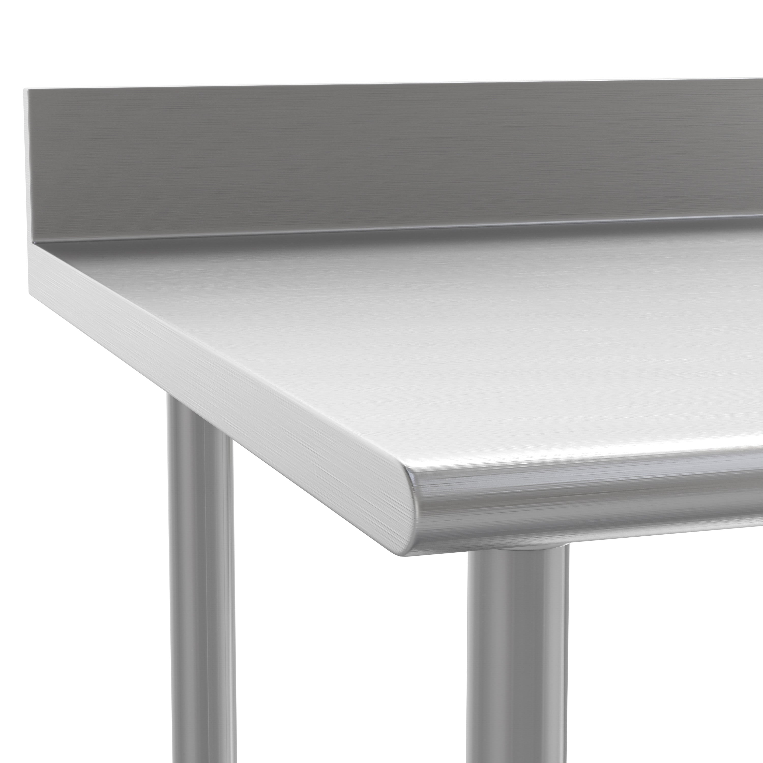 Reese Commercial Grade 430 Stainless Steel 18 Gauge NSF Certified 30" x 60" Kitchen Prep and Work Table with Adjustable Shelf and 4" Backsplash