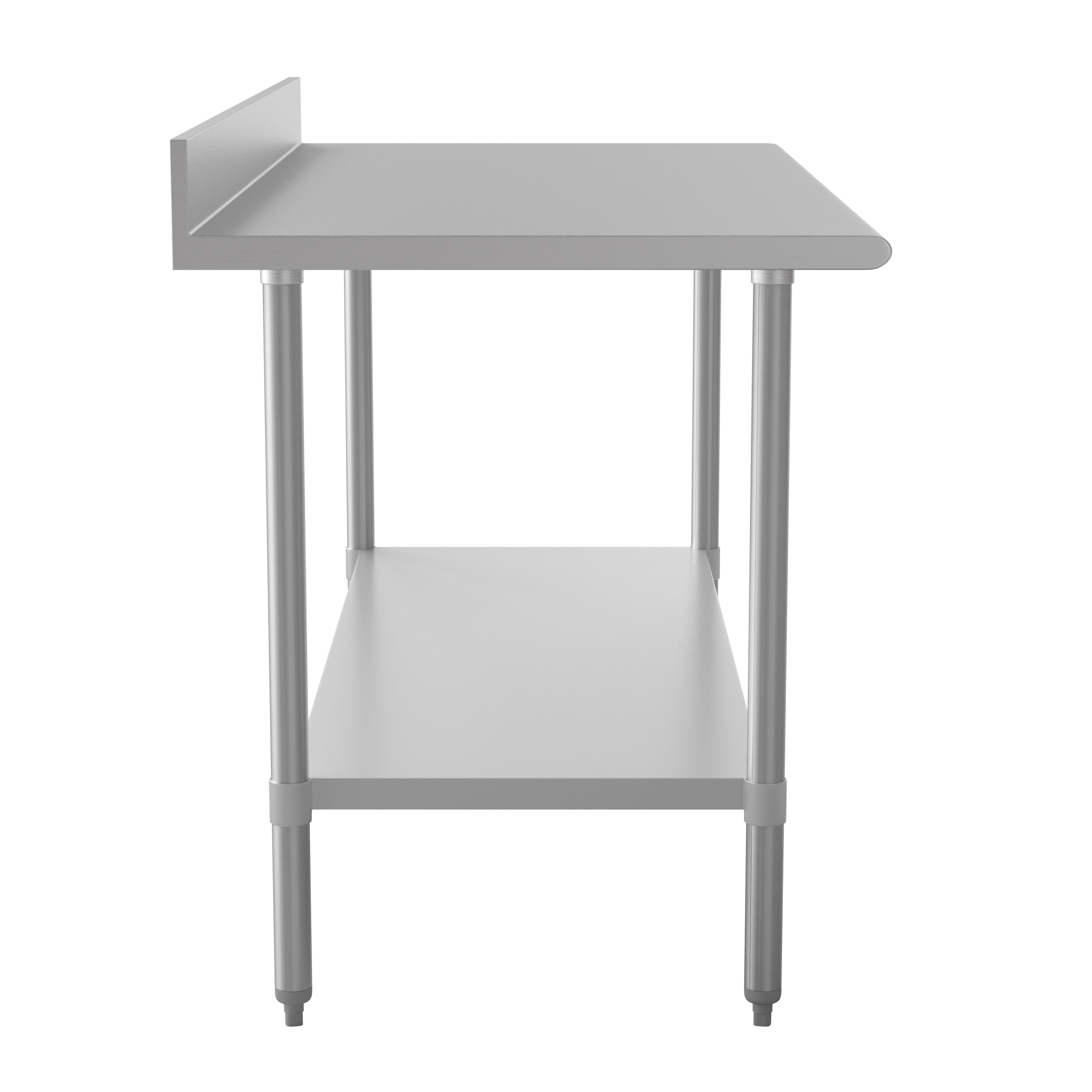 Reese Commercial Grade 430 Stainless Steel 18 Gauge NSF Certified 30" x 60" Kitchen Prep and Work Table with Adjustable Shelf and 4" Backsplash