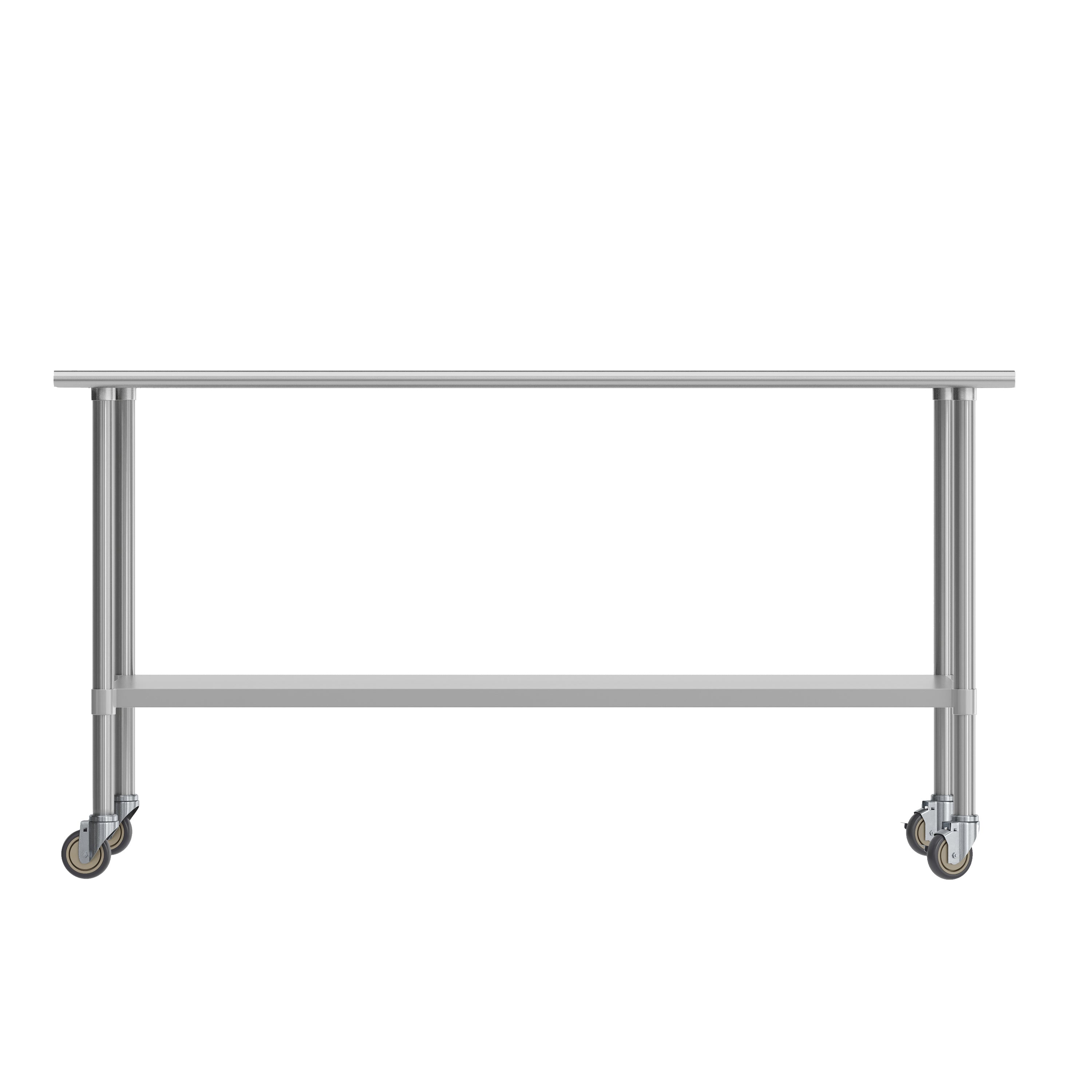 Reader Portable Prep and Work Table with NSF Certified 18 Gauge Stainless Steel Top Shelf, Galvanized Steel Undershelf and 4 Casters with 2 Locking