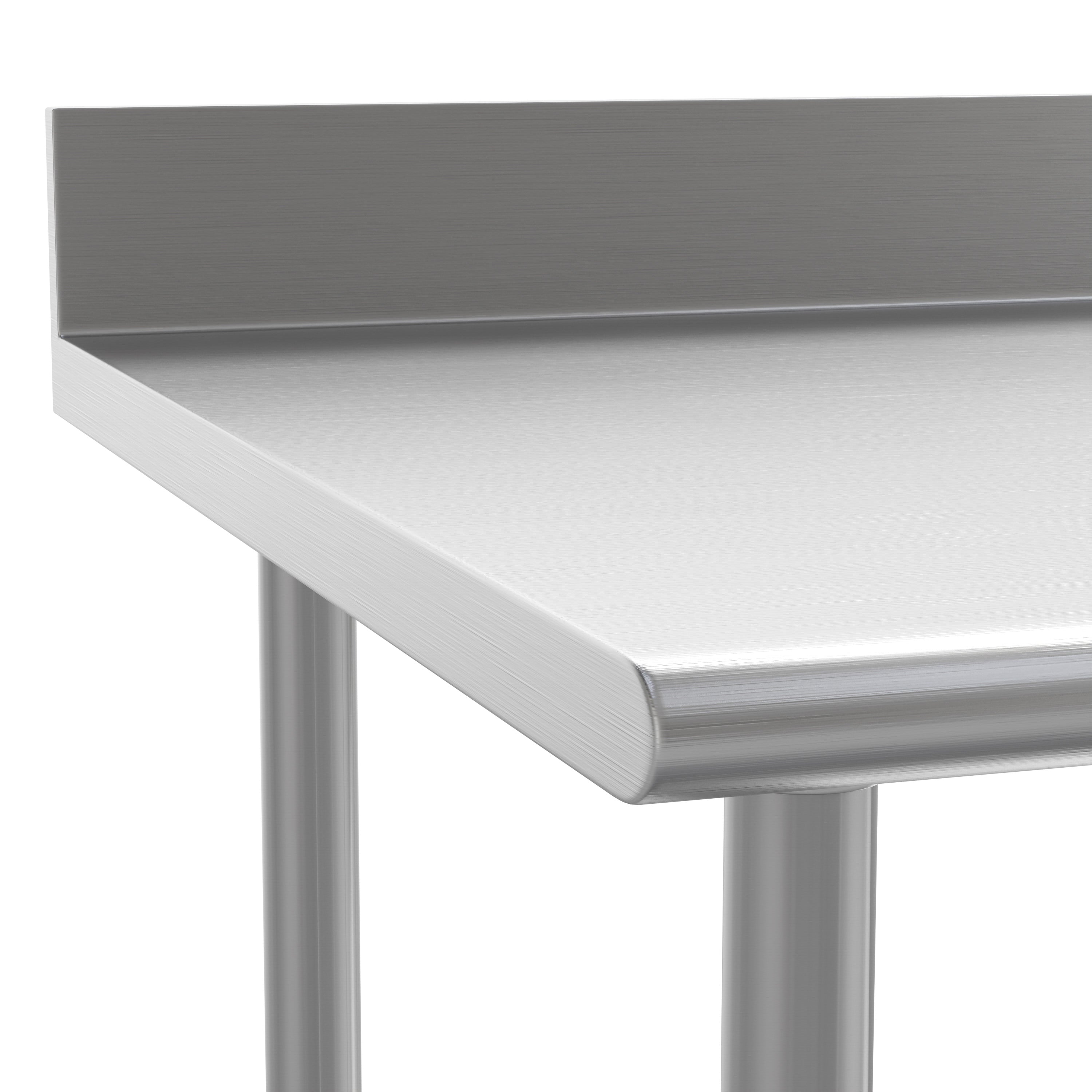 Reese Commercial Grade 430 Stainless Steel 18 Gauge NSF Certified 30" x 72" Kitchen Prep and Work Table with Adjustable Shelf and 4" Backsplash