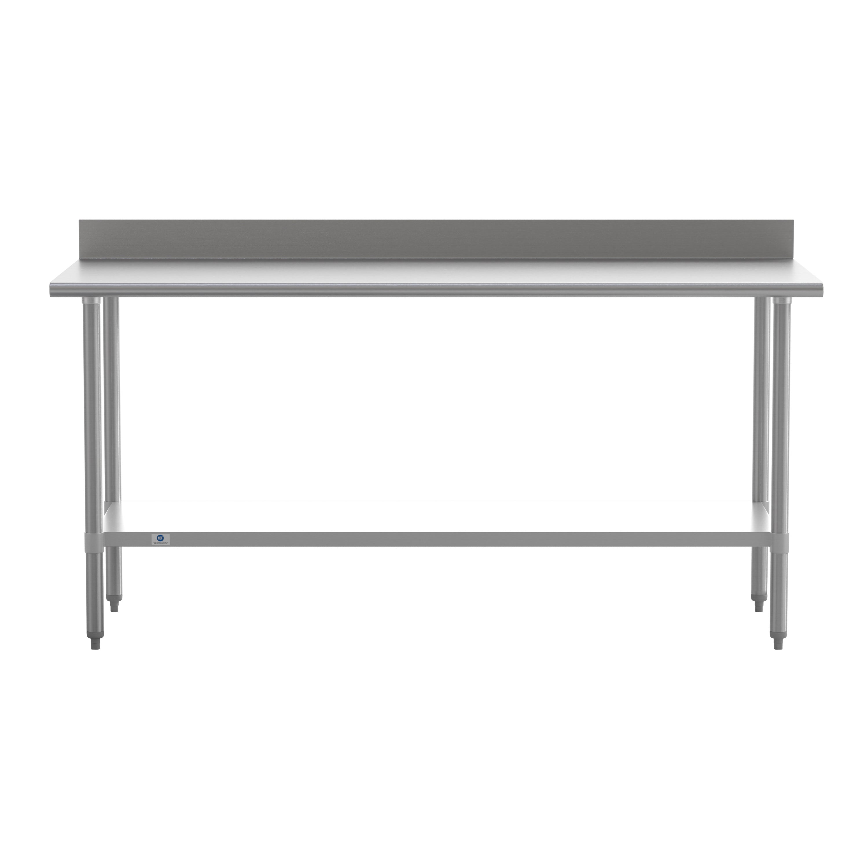 Reese Commercial Grade 430 Stainless Steel 18 Gauge NSF Certified 30" x 72" Kitchen Prep and Work Table with Adjustable Shelf and 4" Backsplash