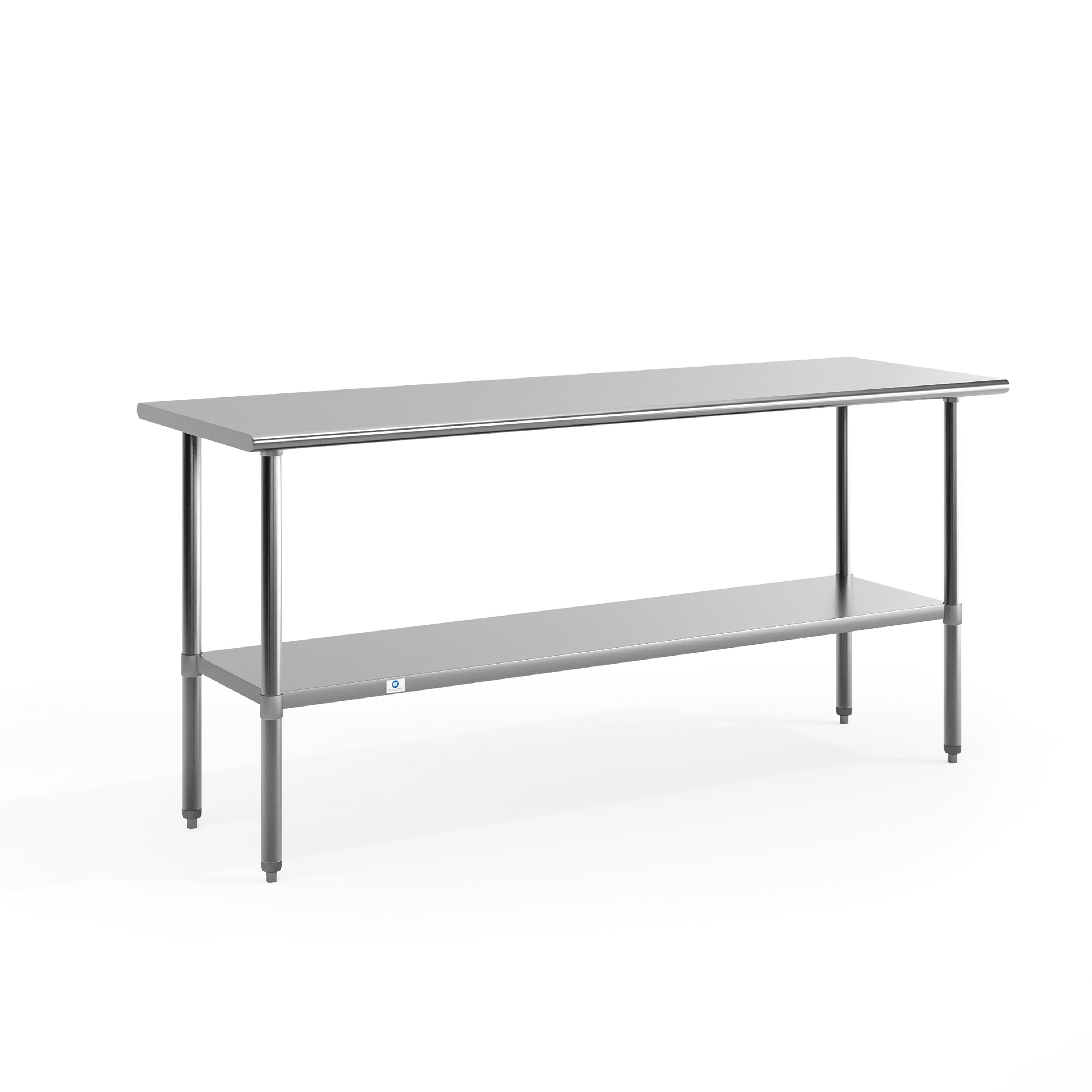 Reader Stainless Steel 18  Gauge Prep and Work Table with Undershelf - NSF Certified - 72"W x 30"D x 34.5"H