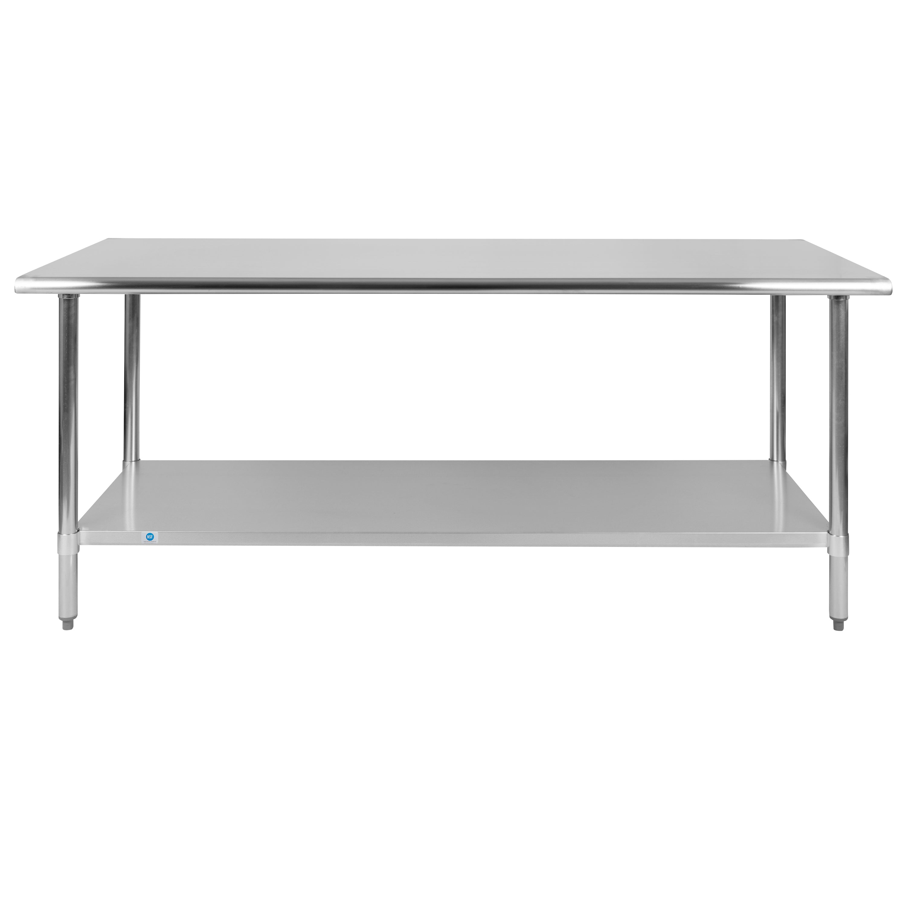 Reader Stainless Steel 18  Gauge Prep and Work Table with Undershelf - NSF Certified - 72"W x 30"D x 34.5"H