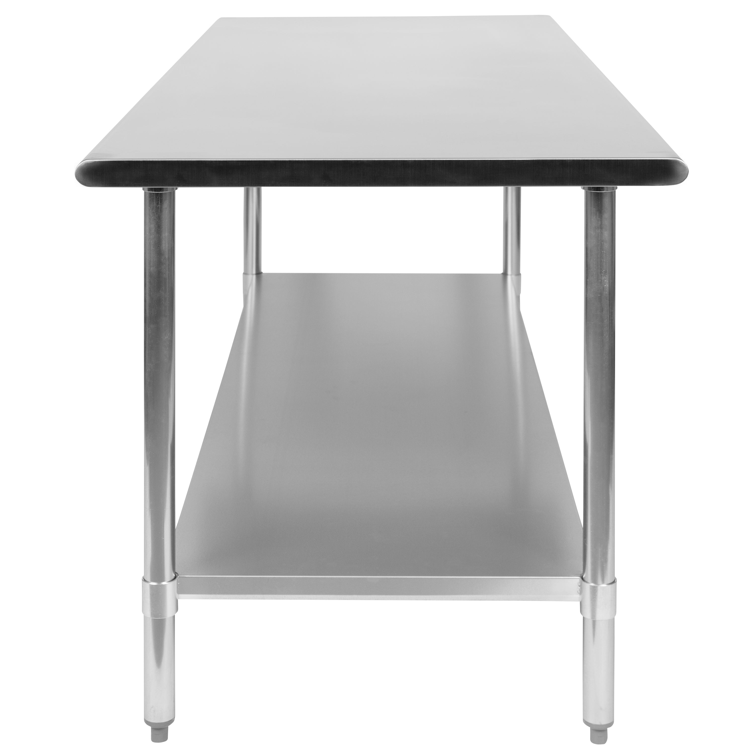 Reader Stainless Steel 18  Gauge Prep and Work Table with Undershelf - NSF Certified - 72"W x 30"D x 34.5"H