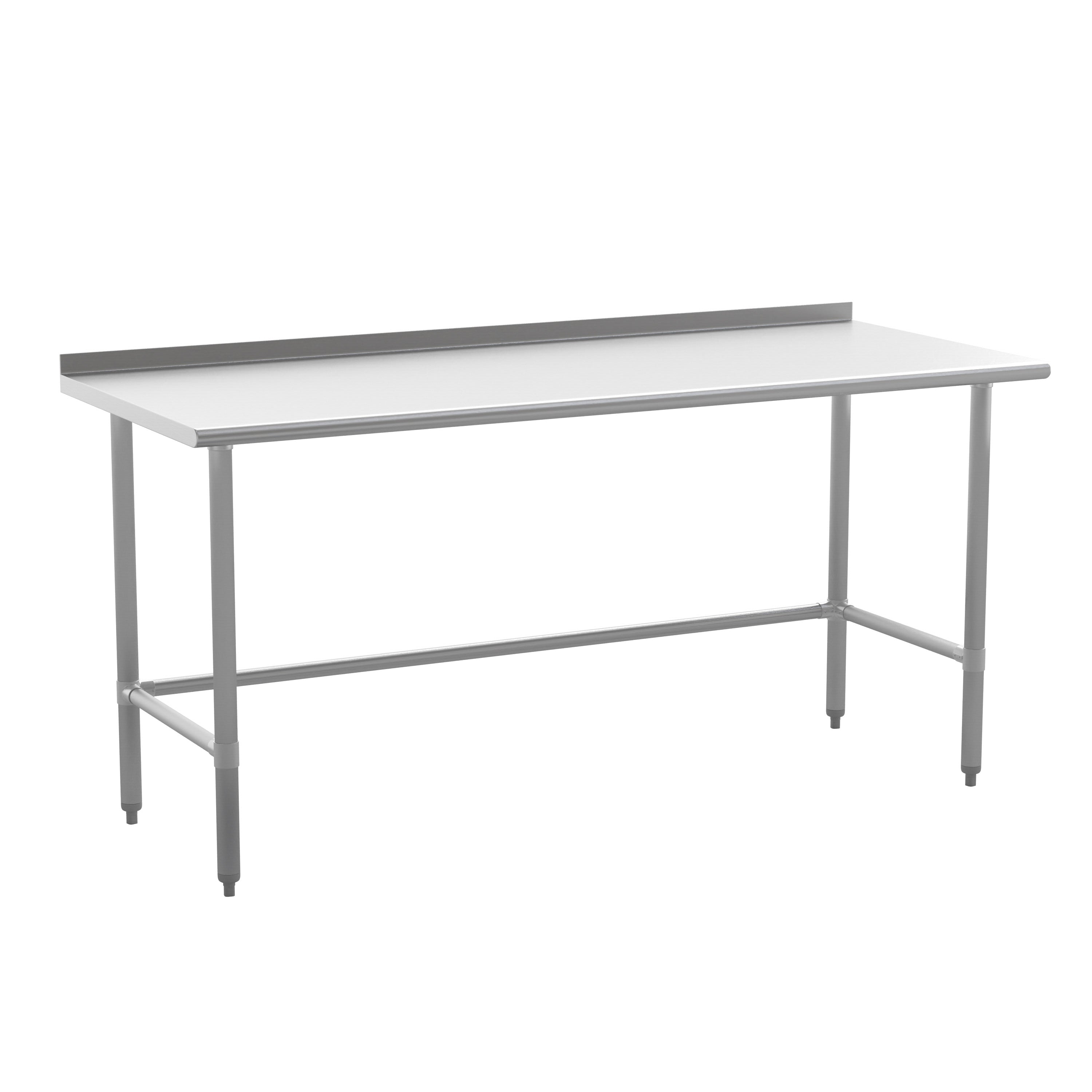 Reese Commercial Grade 430 Stainless Steel 18 Gauge NSF Certified Open Base Kitchen Prep and Work Table with 1.5" Backsplash