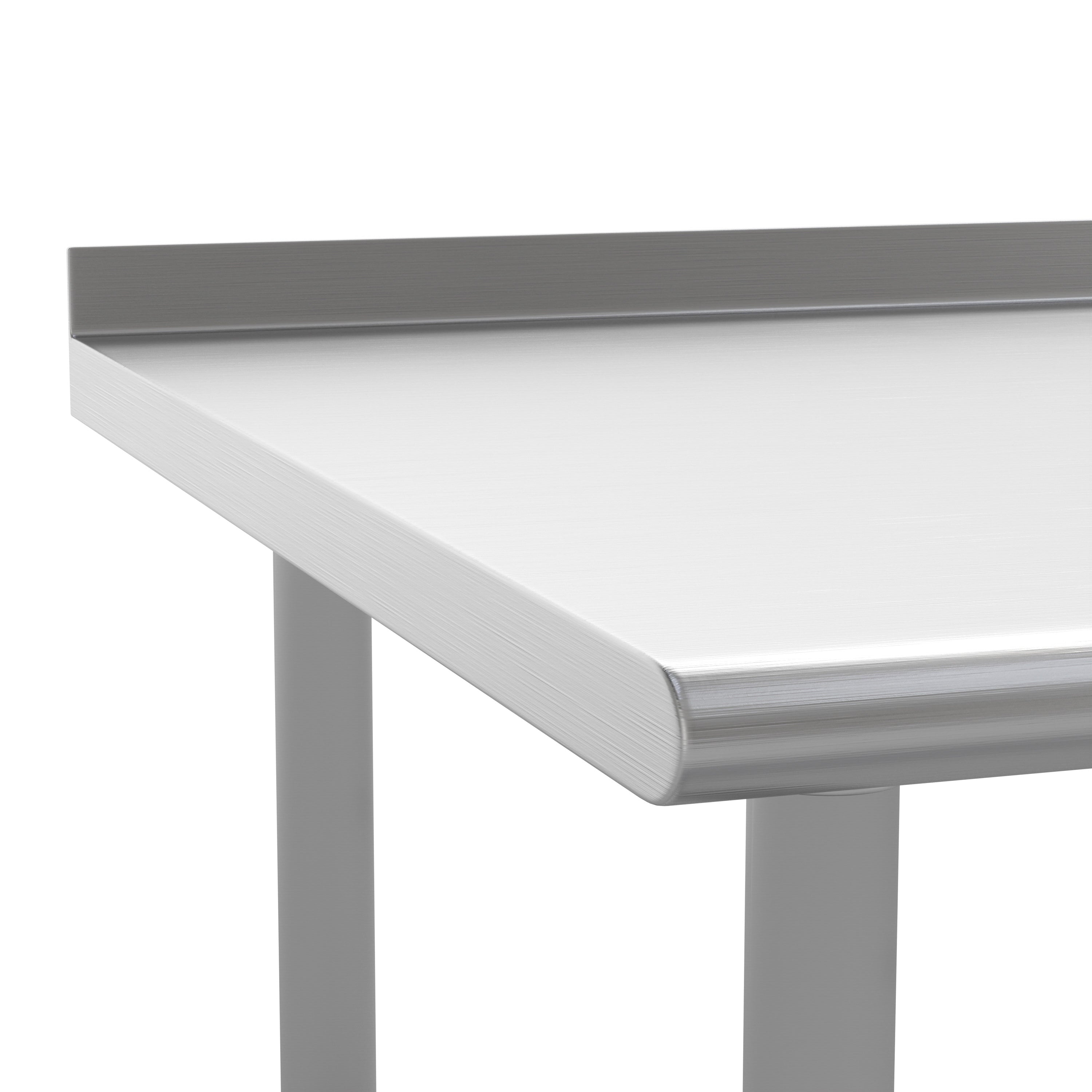 Reese Commercial Grade 430 Stainless Steel 18 Gauge NSF Certified Open Base Kitchen Prep and Work Table with 1.5" Backsplash