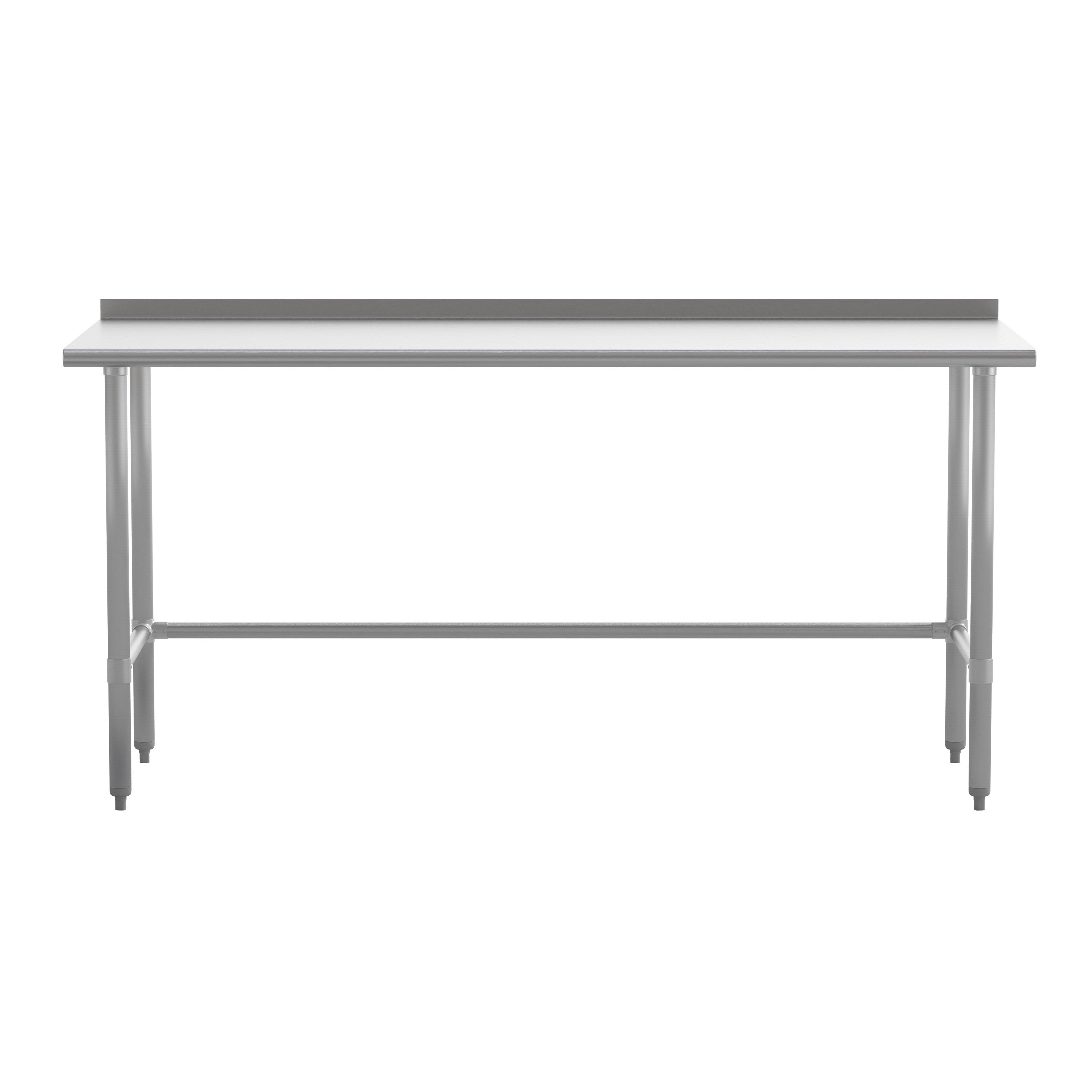 Reese Commercial Grade 430 Stainless Steel 18 Gauge NSF Certified Open Base Kitchen Prep and Work Table with 1.5" Backsplash