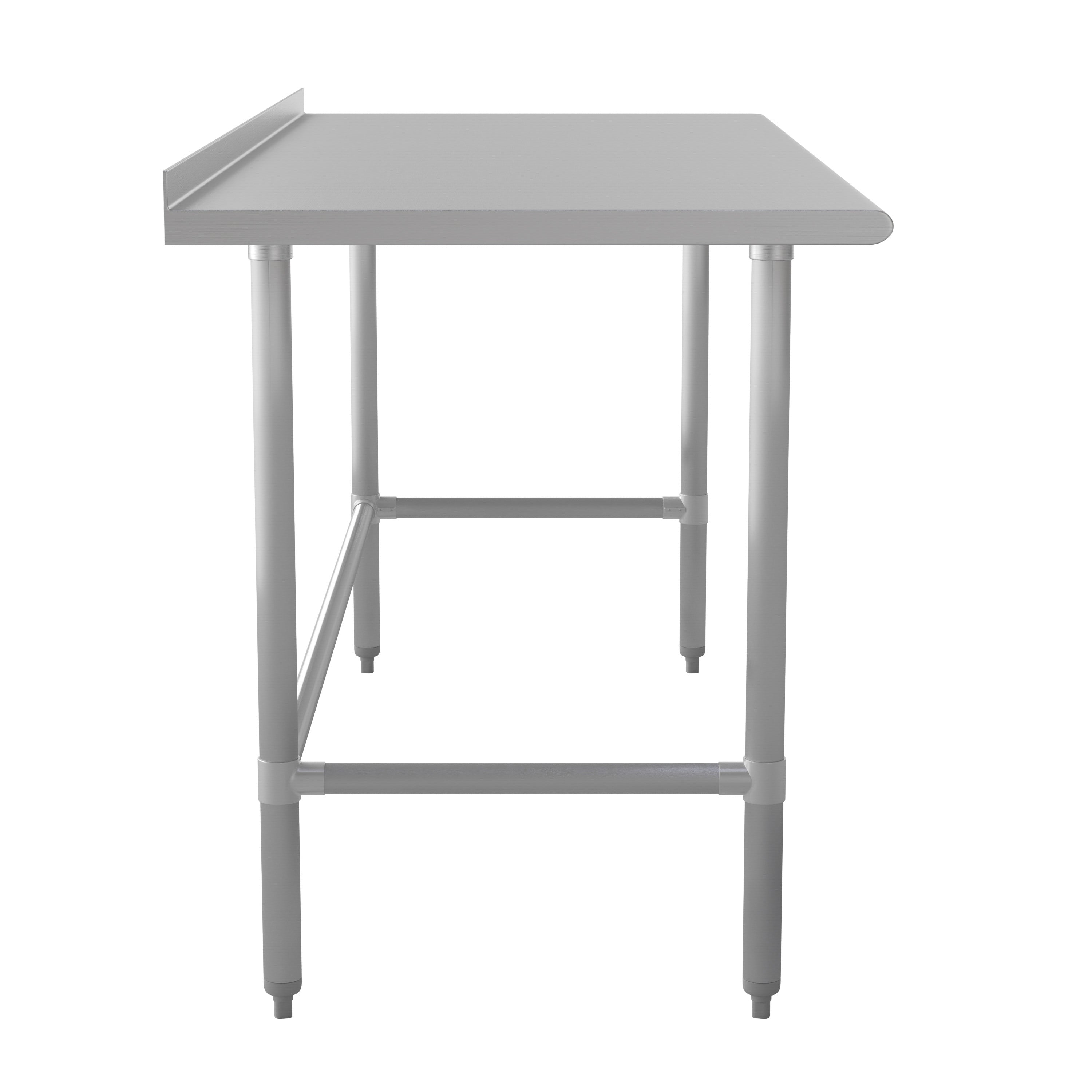 Reese Commercial Grade 430 Stainless Steel 18 Gauge NSF Certified Open Base Kitchen Prep and Work Table with 1.5" Backsplash