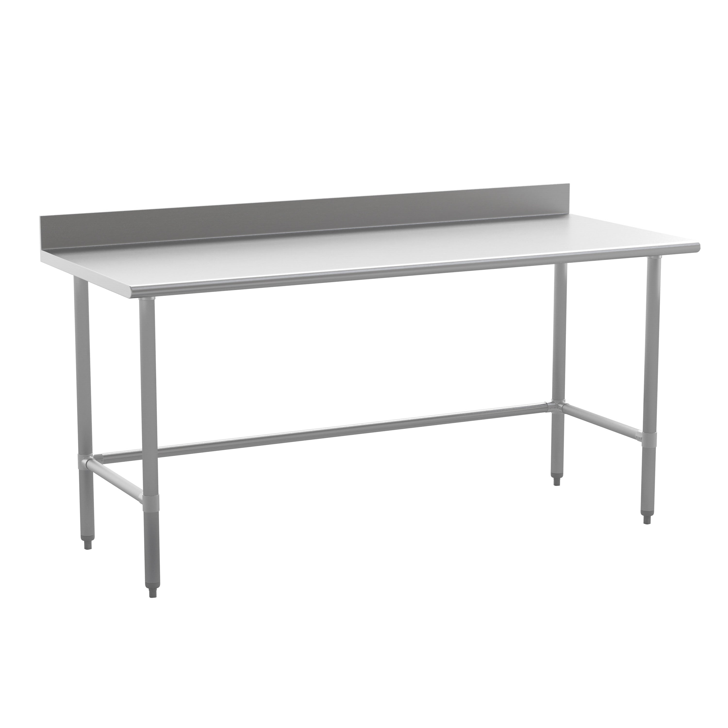 Reese Commercial Grade 430 Stainless Steel 18 Gauge NSF Certified Open Base Kitchen Prep and Work Table with 4" Backsplash