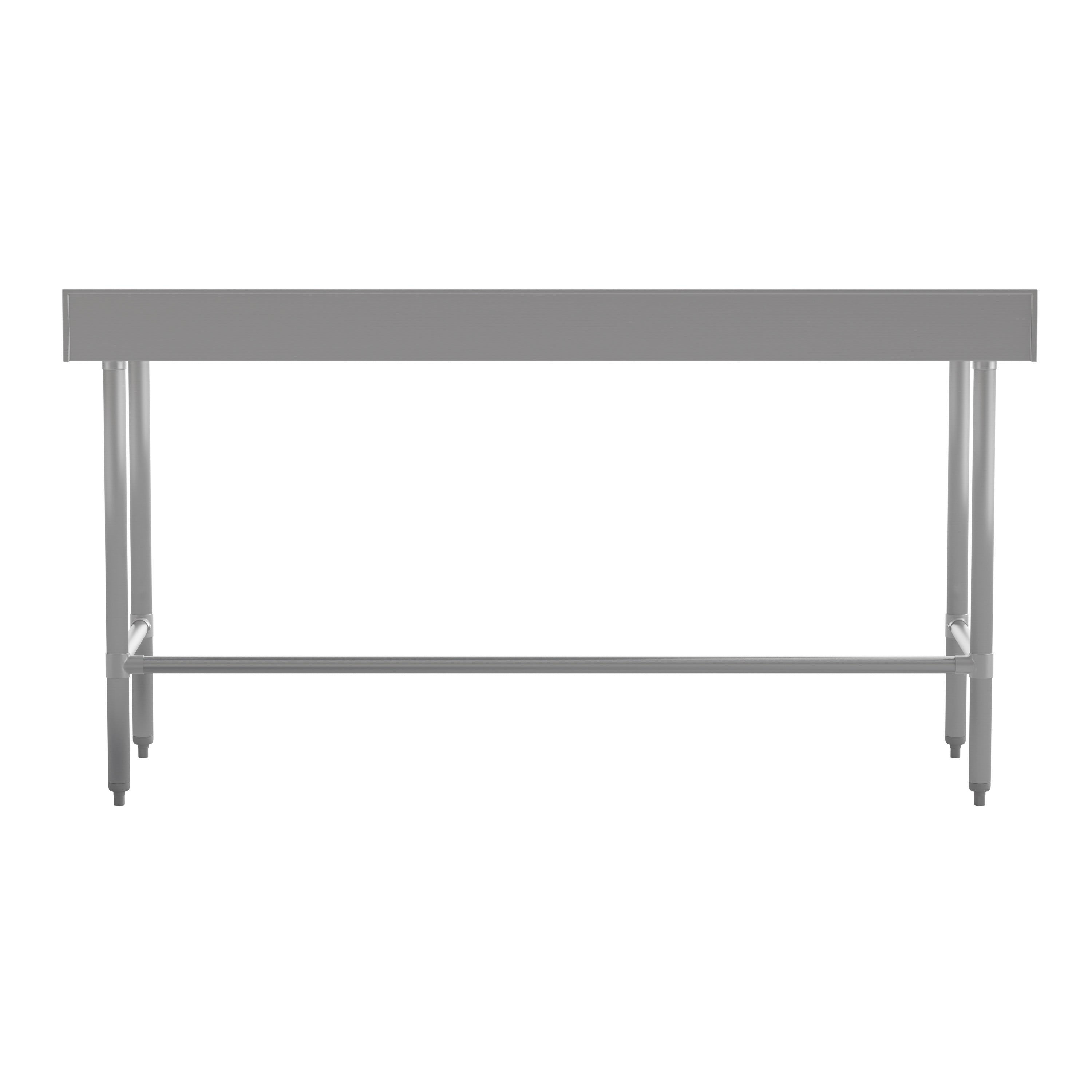 Reese Commercial Grade 430 Stainless Steel 18 Gauge NSF Certified Open Base Kitchen Prep and Work Table with 4" Backsplash