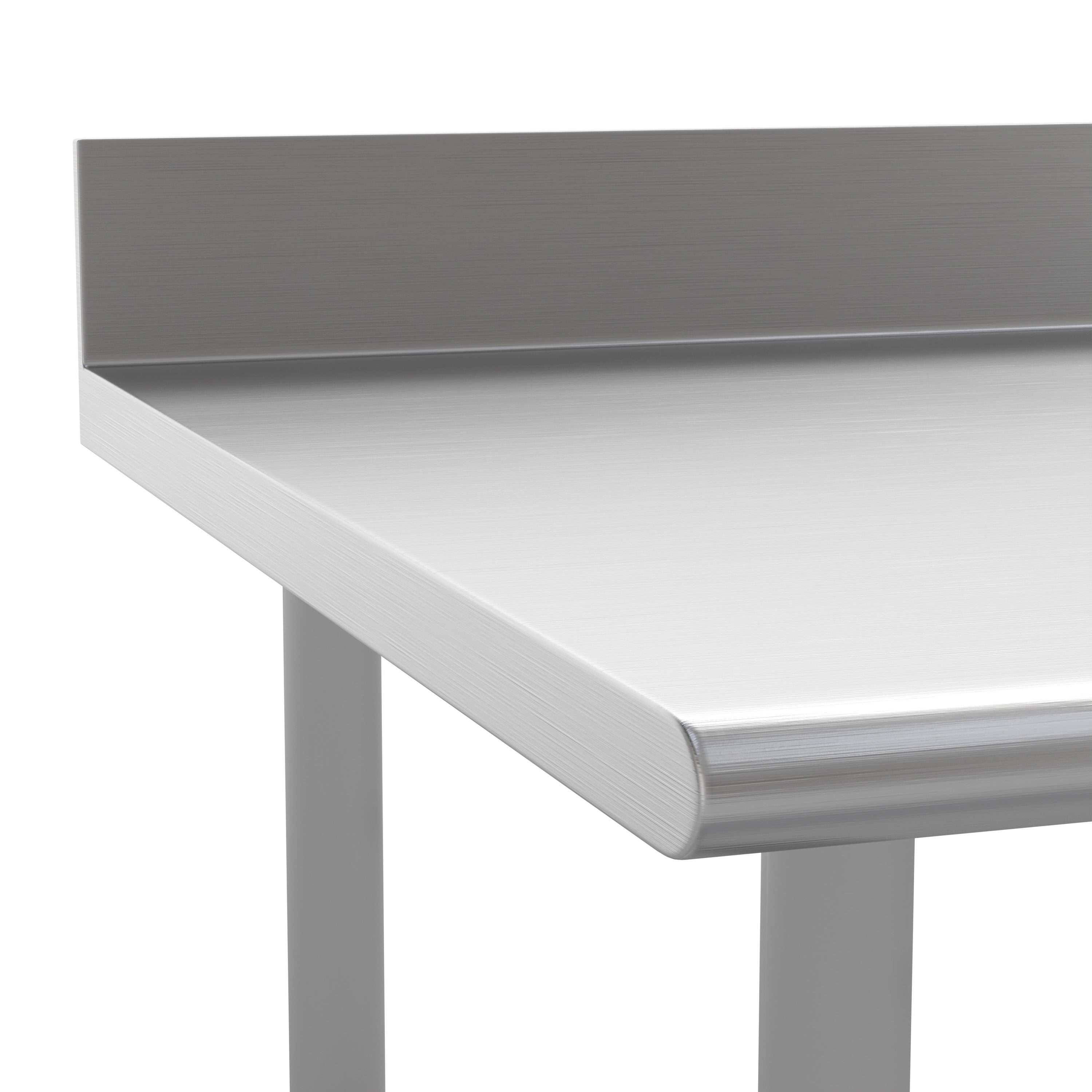 Reese Commercial Grade 430 Stainless Steel 18 Gauge NSF Certified Open Base Kitchen Prep and Work Table with 4" Backsplash