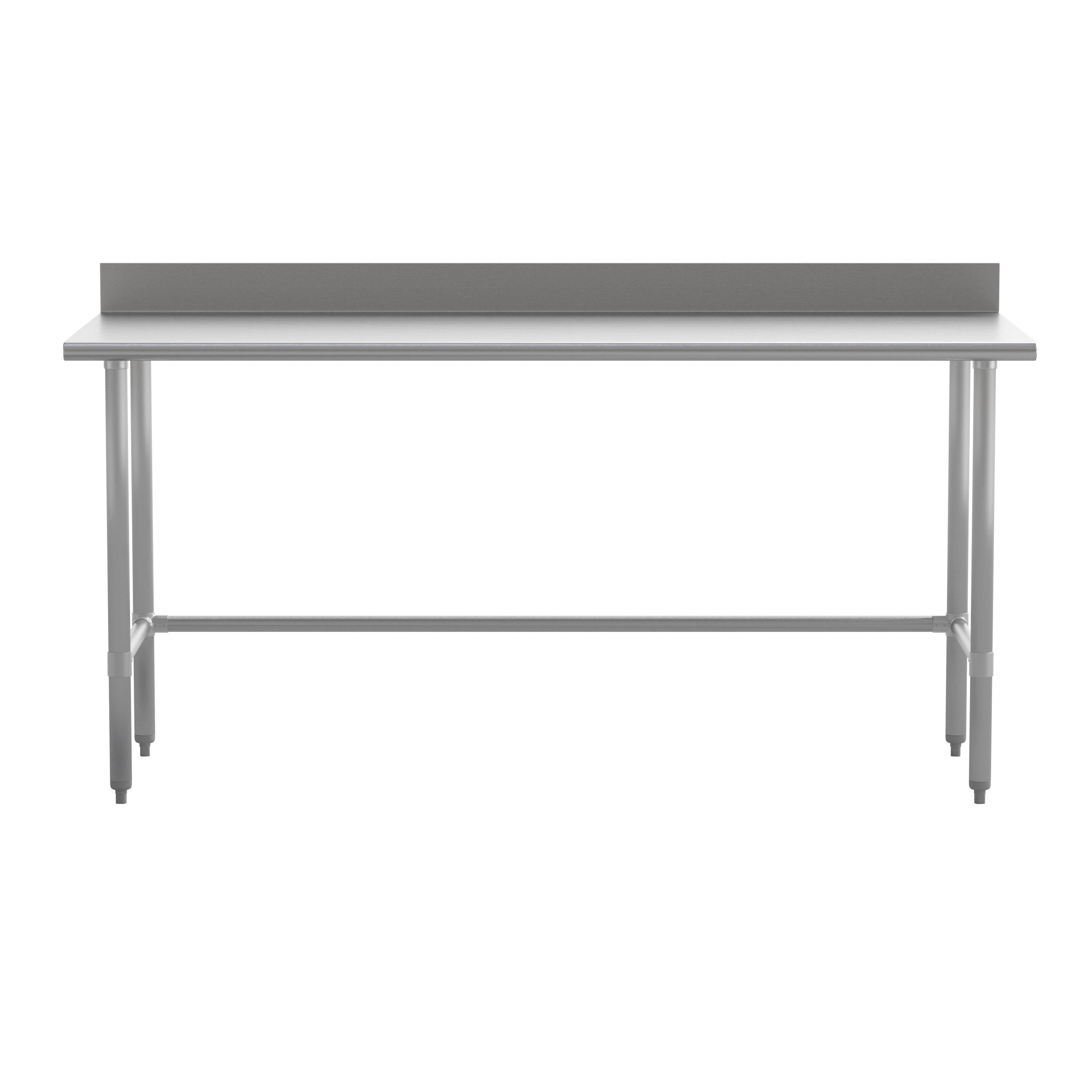 Reese Commercial Grade 430 Stainless Steel 18 Gauge NSF Certified Open Base Kitchen Prep and Work Table with 4" Backsplash