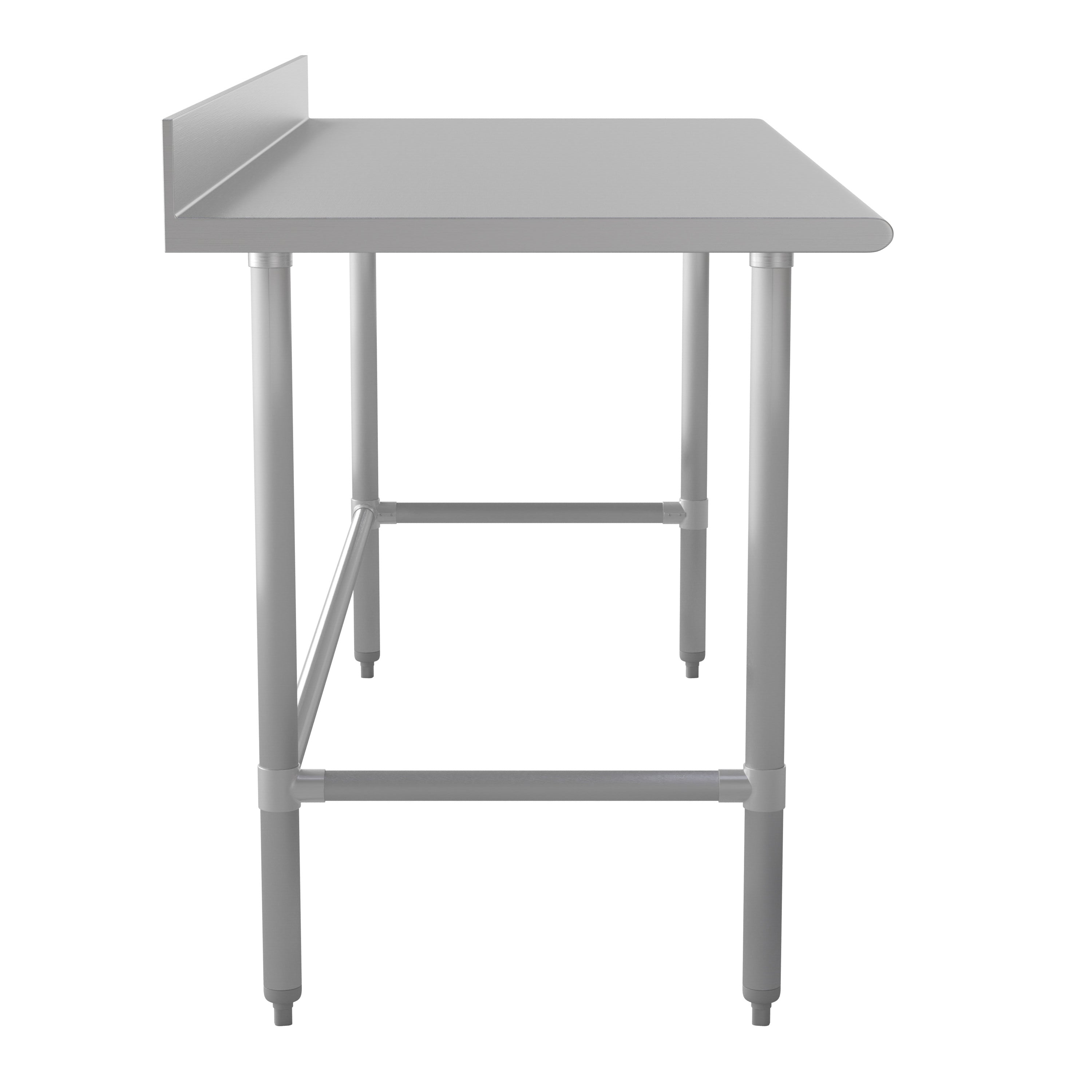 Reese Commercial Grade 430 Stainless Steel 18 Gauge NSF Certified Open Base Kitchen Prep and Work Table with 4" Backsplash