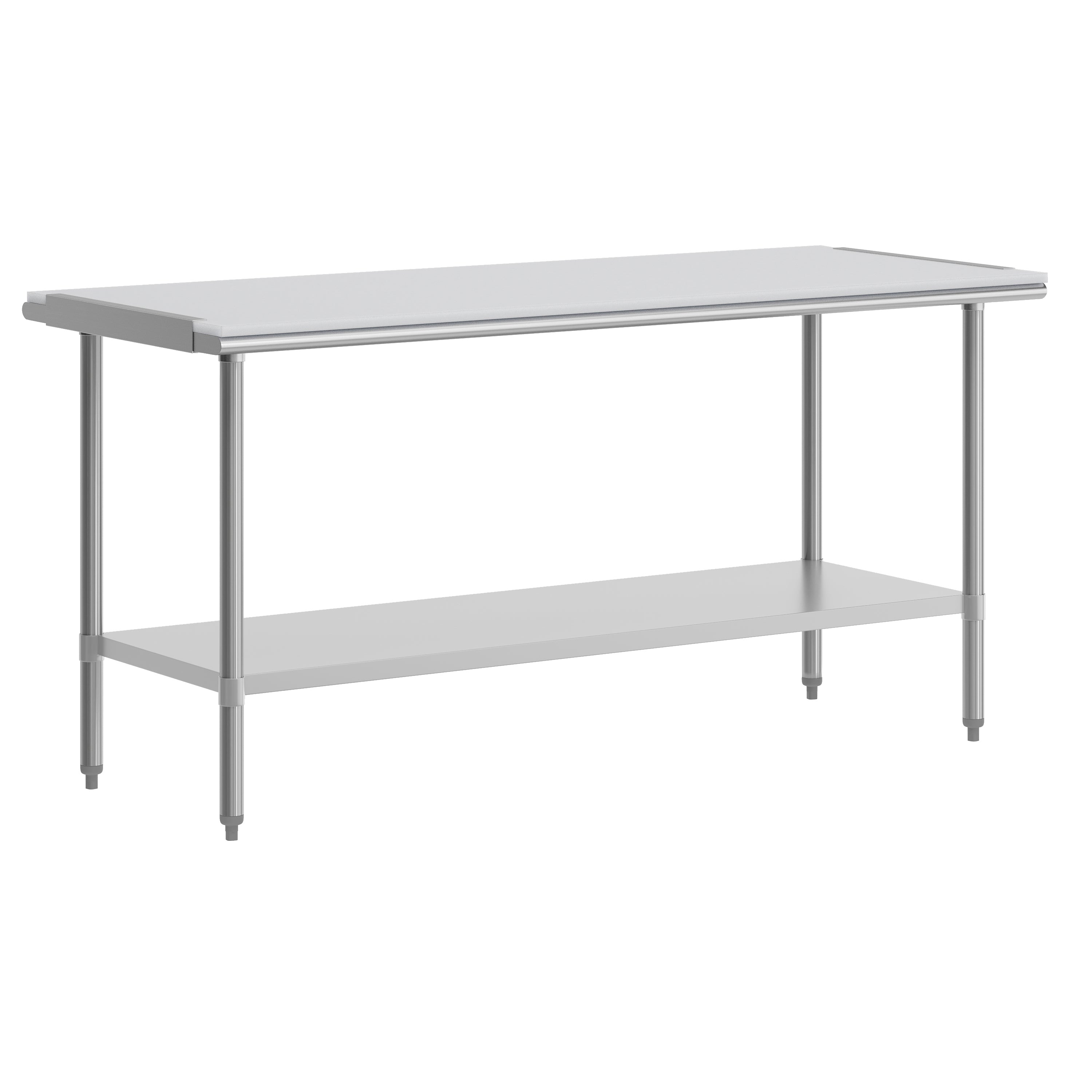 Reader Portable Prep and Work Table with NSF Certified 18 Gauge Stainless Steel Top Shelf with Poly Cutting Board and Galvanized Steel Undershelf