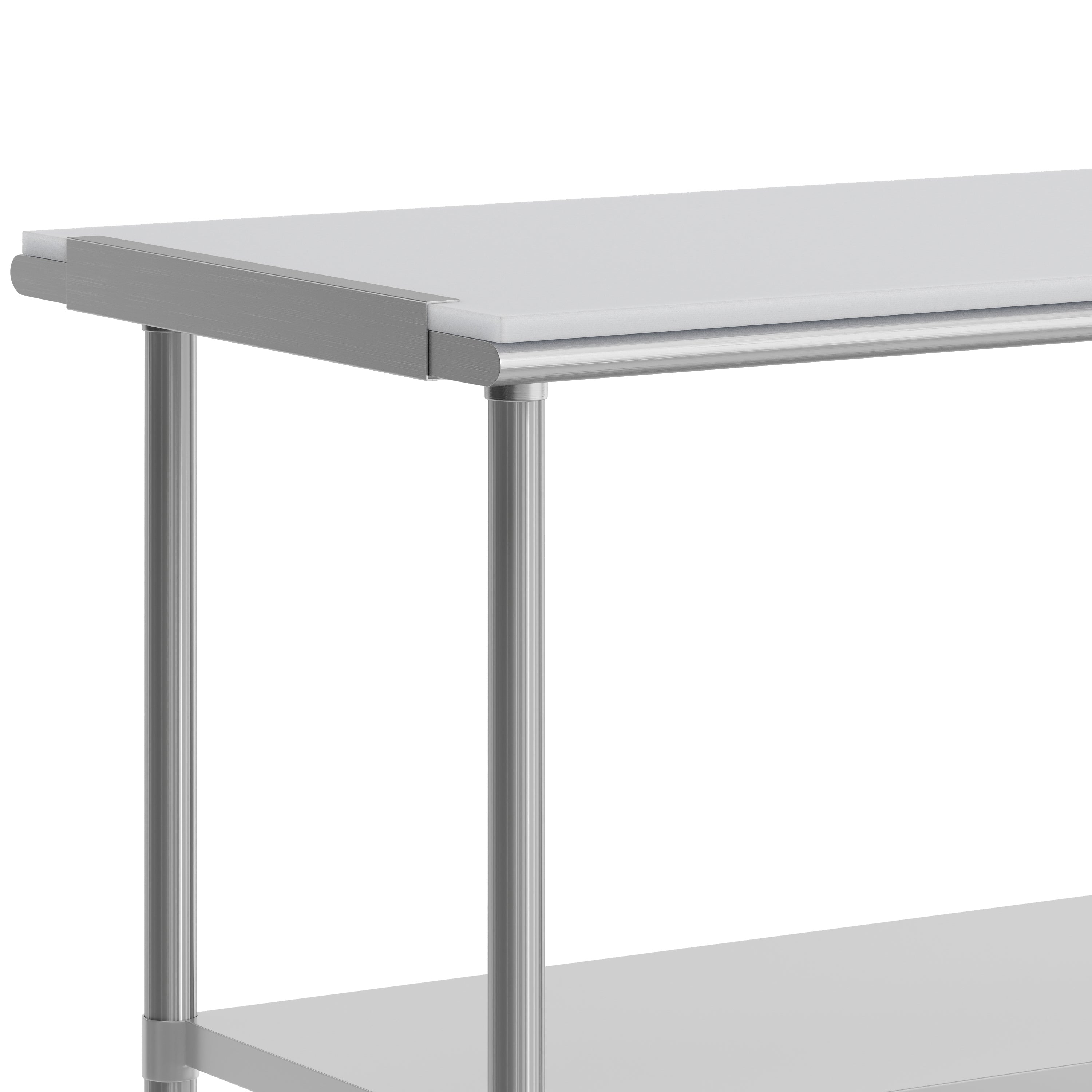 Reader Portable Prep and Work Table with NSF Certified 18 Gauge Stainless Steel Top Shelf with Poly Cutting Board and Galvanized Steel Undershelf