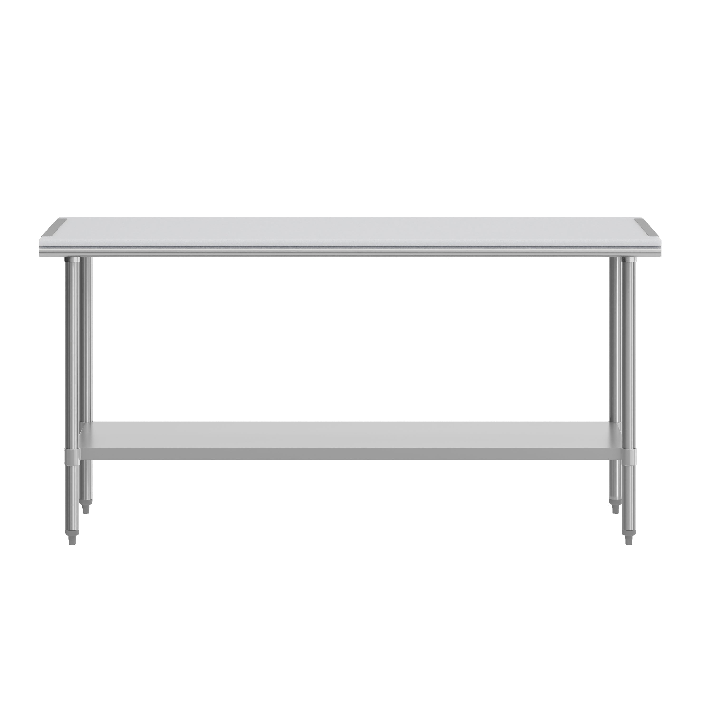 Reader Portable Prep and Work Table with NSF Certified 18 Gauge Stainless Steel Top Shelf with Poly Cutting Board and Galvanized Steel Undershelf