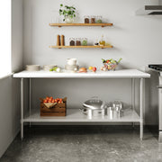 Reader Portable Prep and Work Table with NSF Certified 18 Gauge Stainless Steel Top Shelf with Poly Cutting Board and Galvanized Steel Undershelf