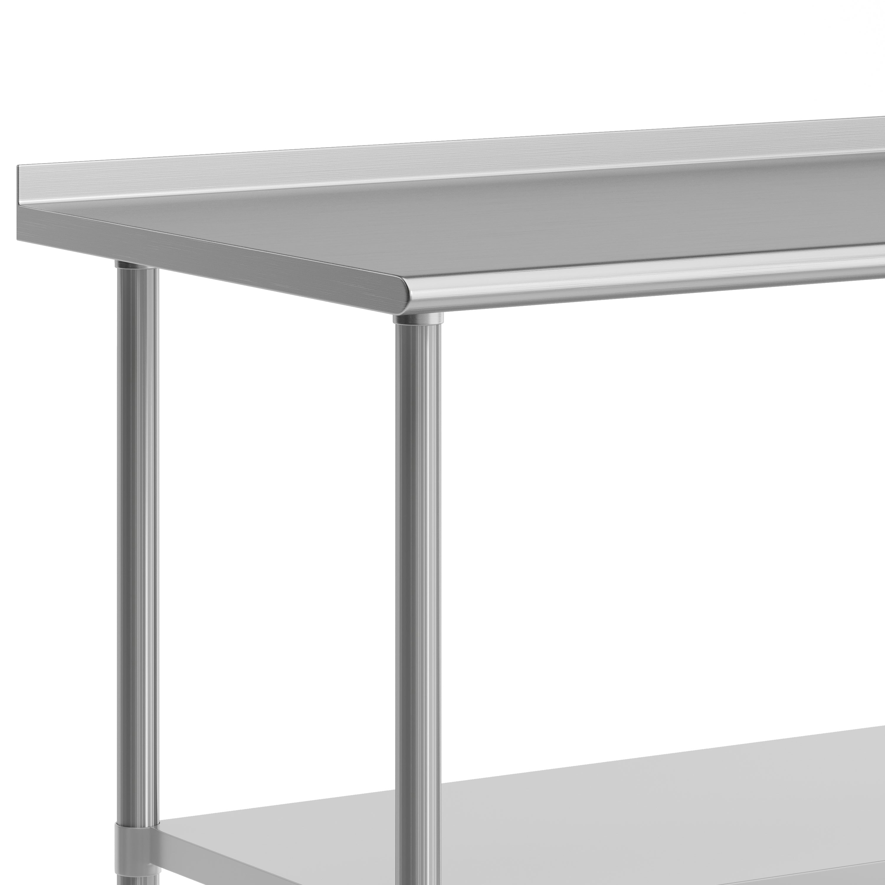 Reader Portable Prep and Work Table with NSF Certified Stainless Steel Top Shelf, 1.5" Backsplash, Galvanized Steel Undershelf, 4 Casters, 2 Locking