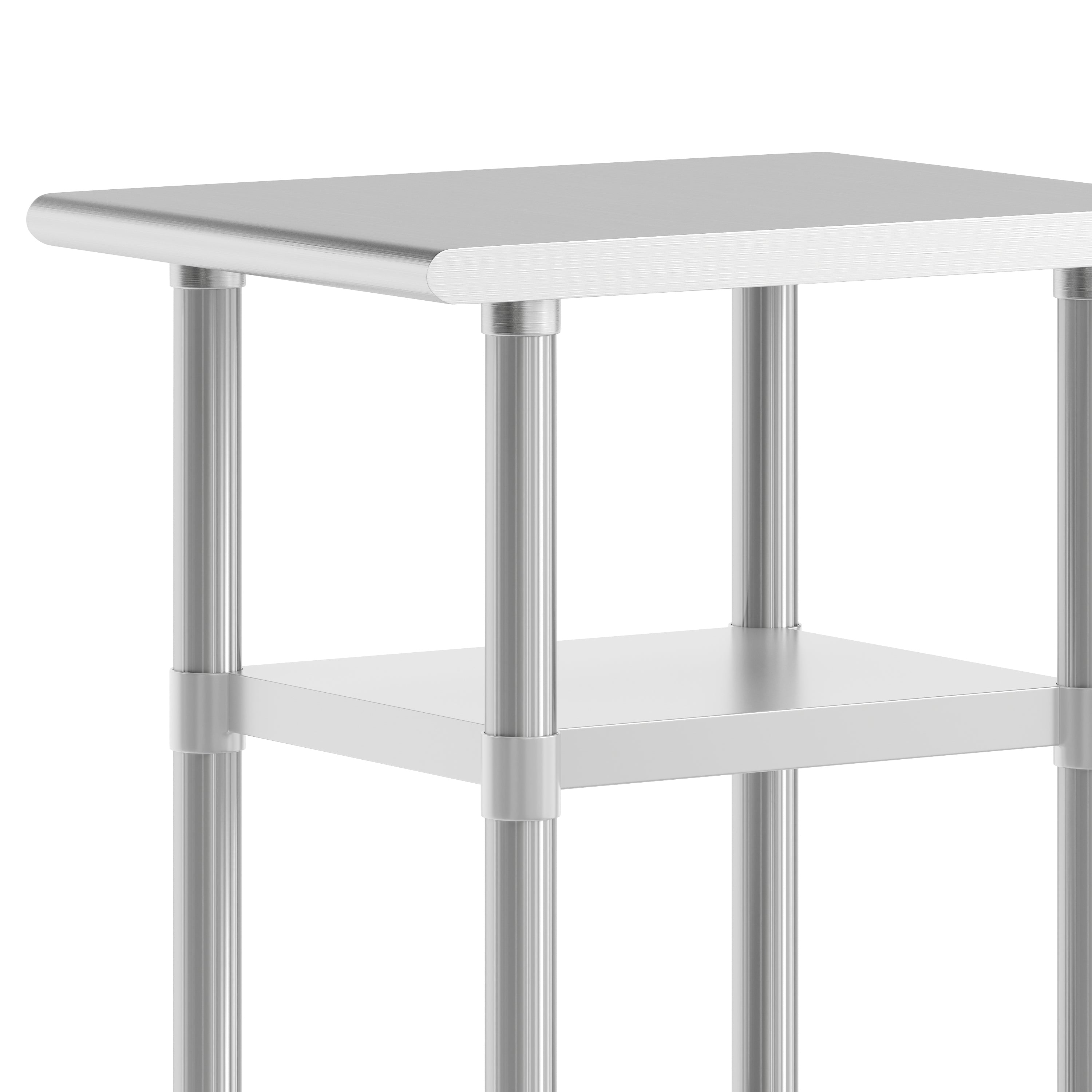 Reese 24x18 Portable Prep and Work Table with NSF Certified 18 Gauge Stainless Steel Top Shelf and 2 Adjustable Galvanized Steel Undershelves