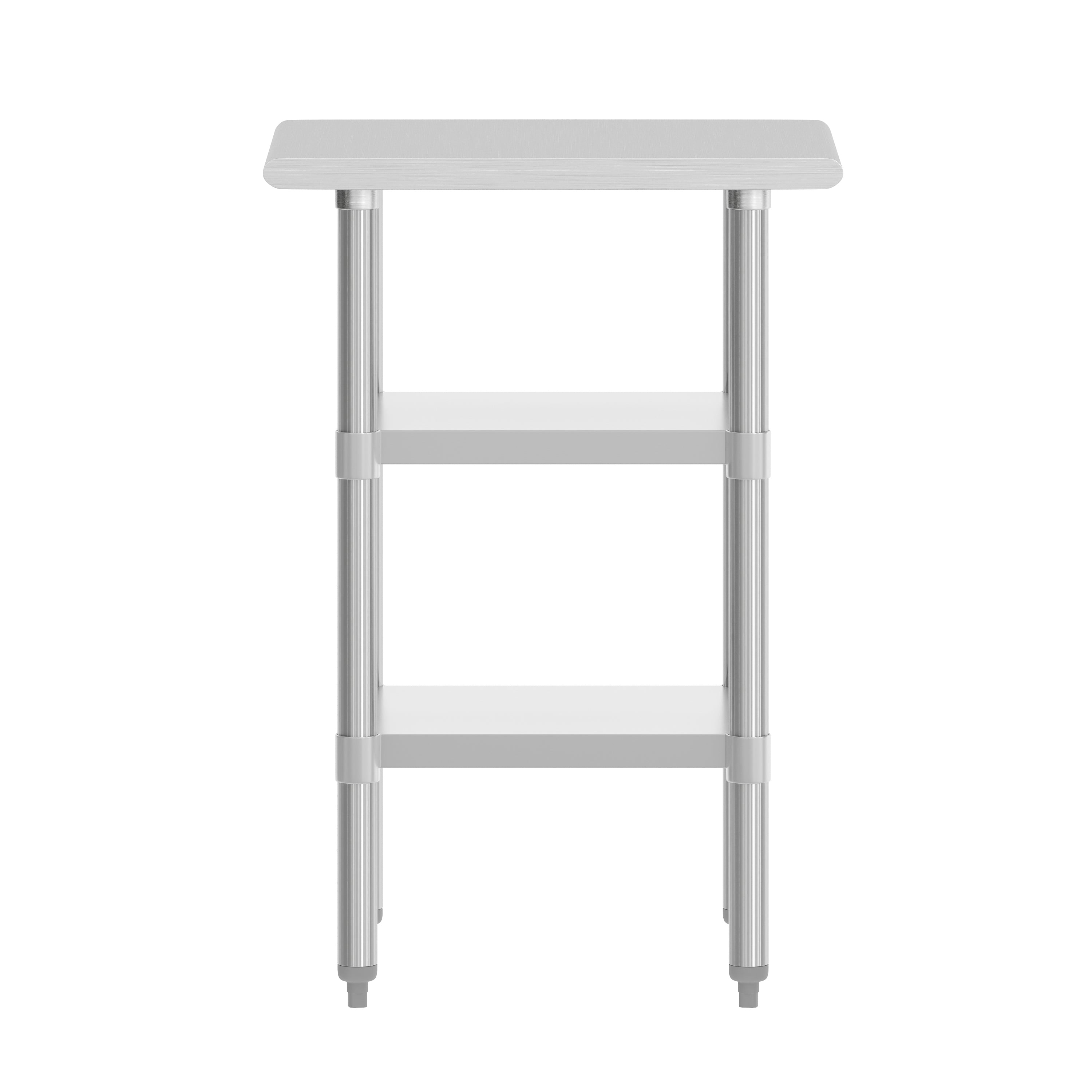 Reese 24x18 Portable Prep and Work Table with NSF Certified 18 Gauge Stainless Steel Top Shelf and 2 Adjustable Galvanized Steel Undershelves