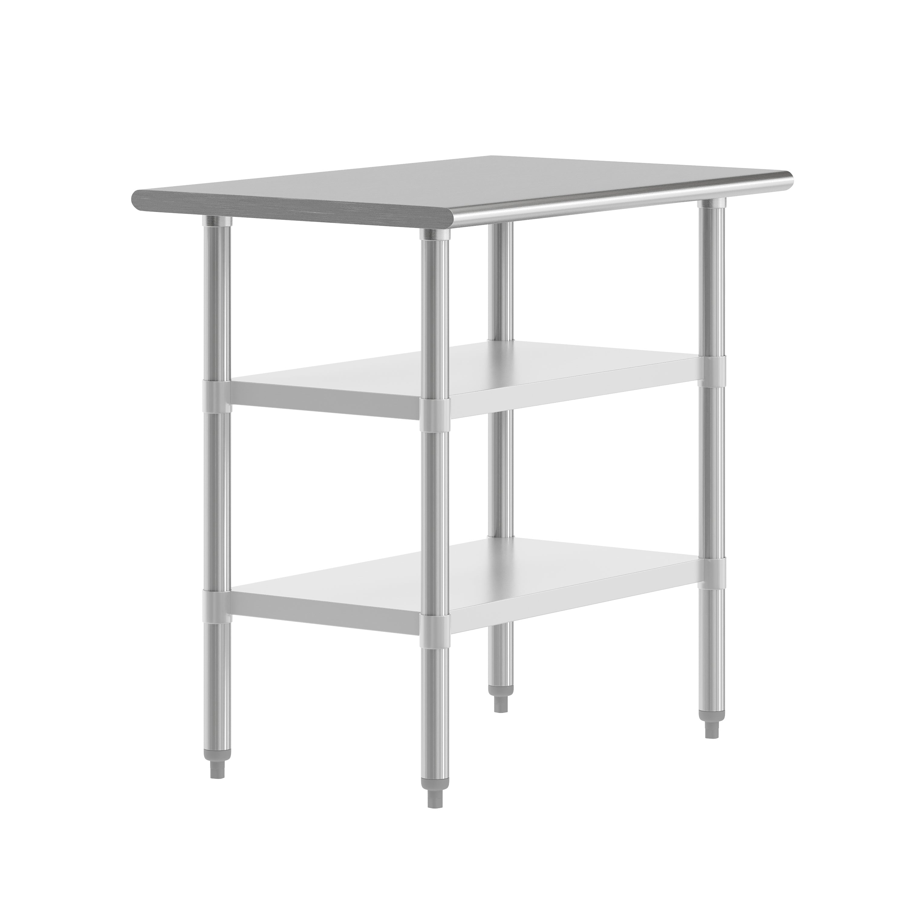 Reese 24x36 Portable Prep and Work Table with NSF Certified 18 Gauge Stainless Steel Top Shelf and 2 Adjustable Galvanized Steel Undershelves