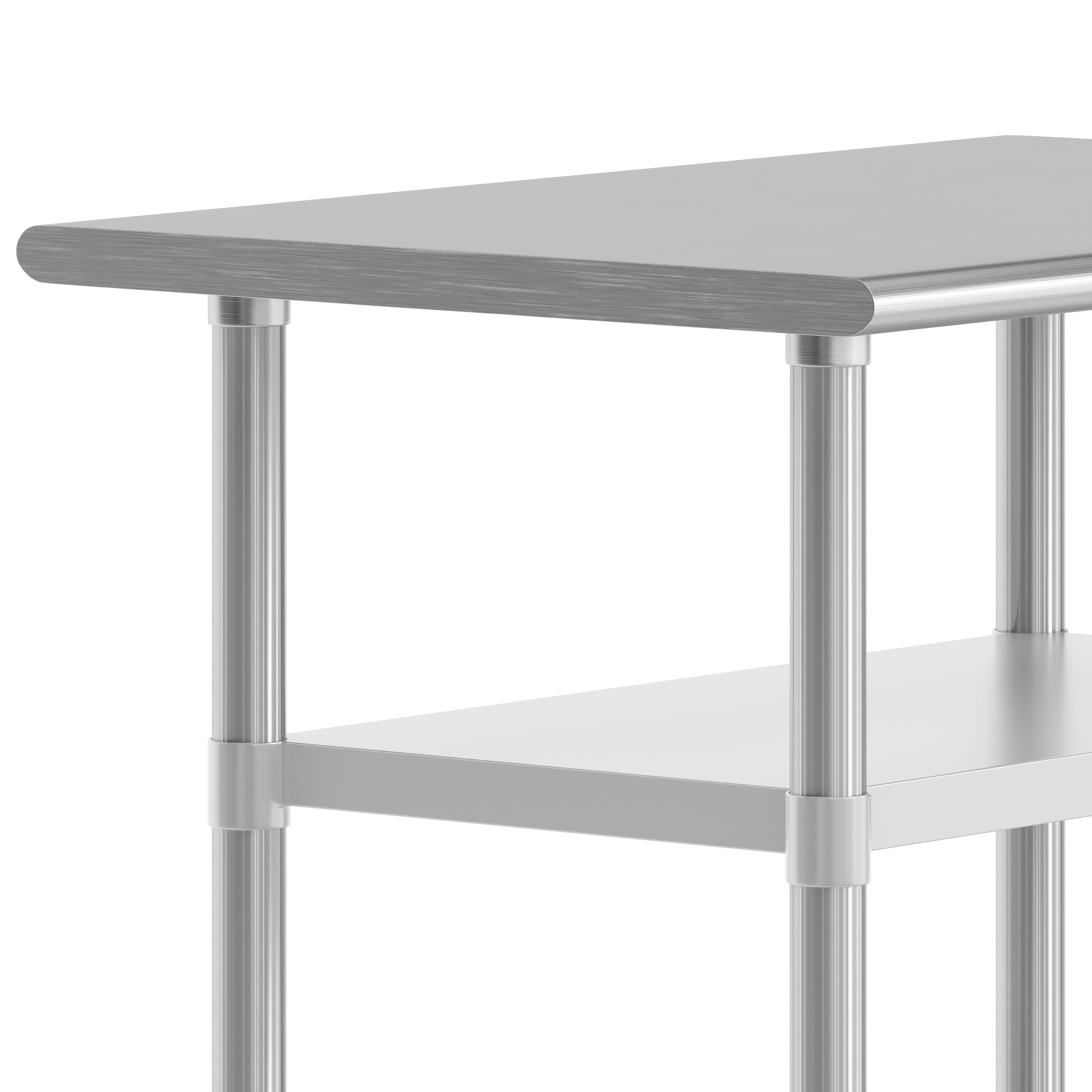 Reese 24x36 Portable Prep and Work Table with NSF Certified 18 Gauge Stainless Steel Top Shelf and 2 Adjustable Galvanized Steel Undershelves