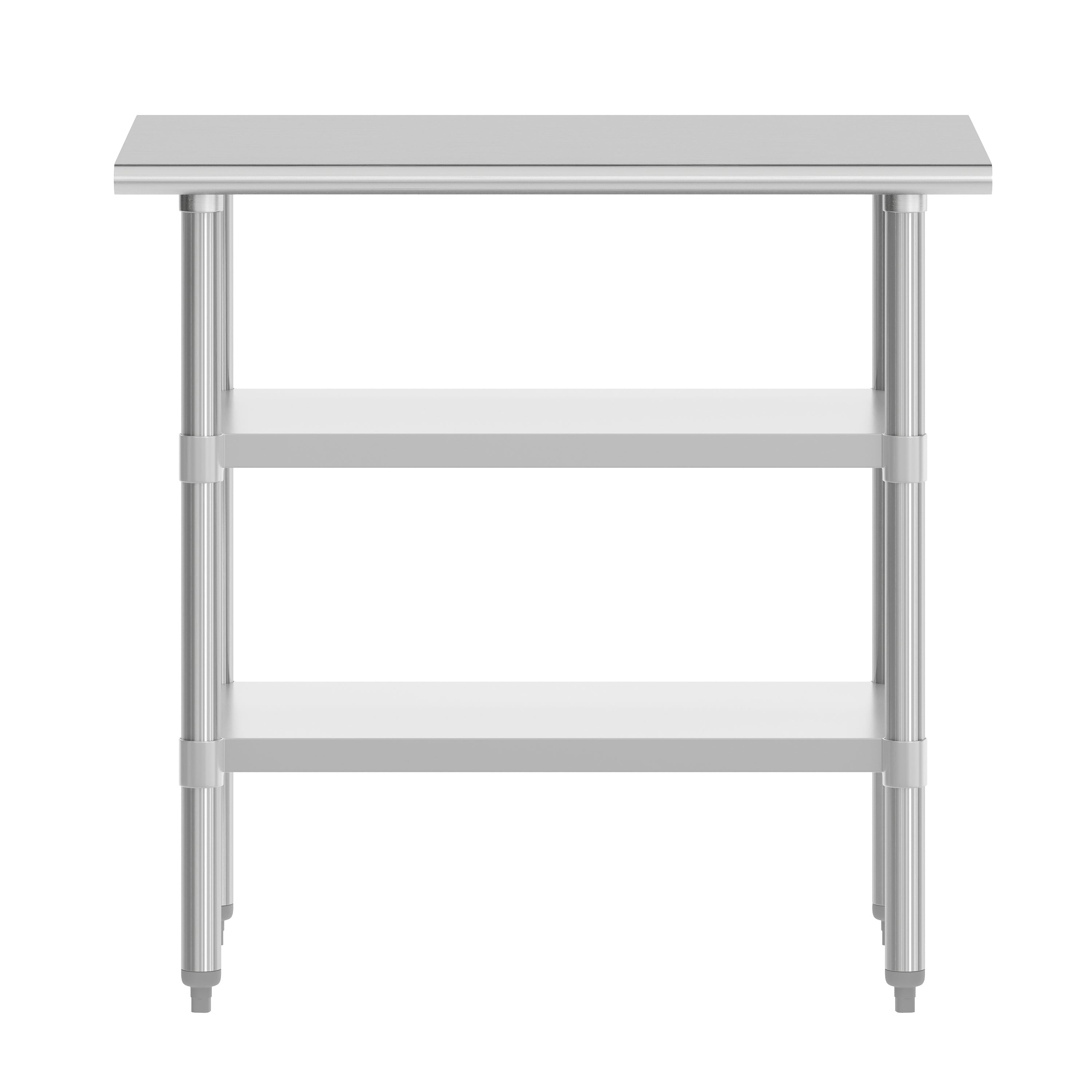 Reese 24x36 Portable Prep and Work Table with NSF Certified 18 Gauge Stainless Steel Top Shelf and 2 Adjustable Galvanized Steel Undershelves
