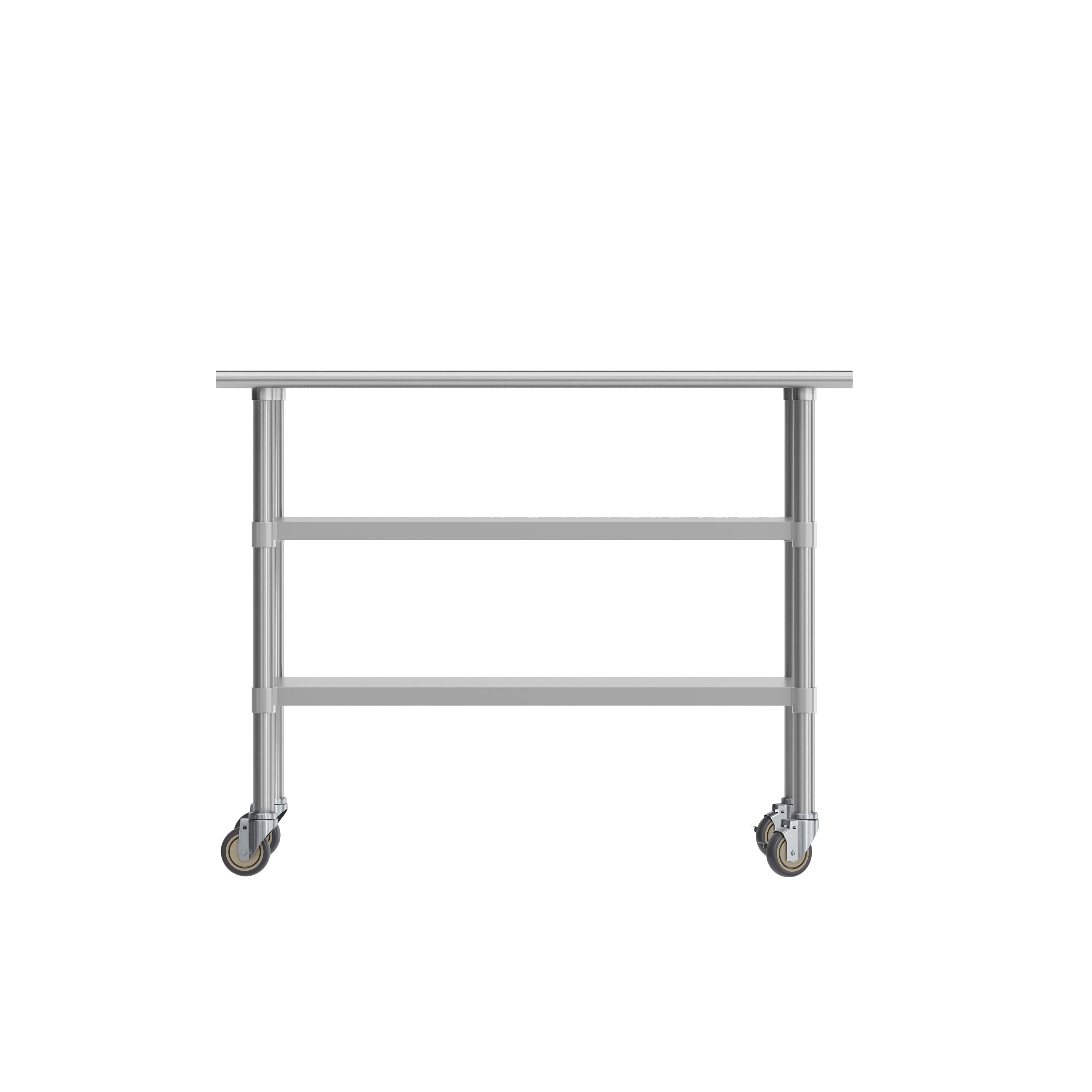 Rawcliffe NSF Certified Stainless Steel Prep and Work Table 24"x 48" with 2 Galvanized Steel Undershelves and 4 Casters with 2 Locking