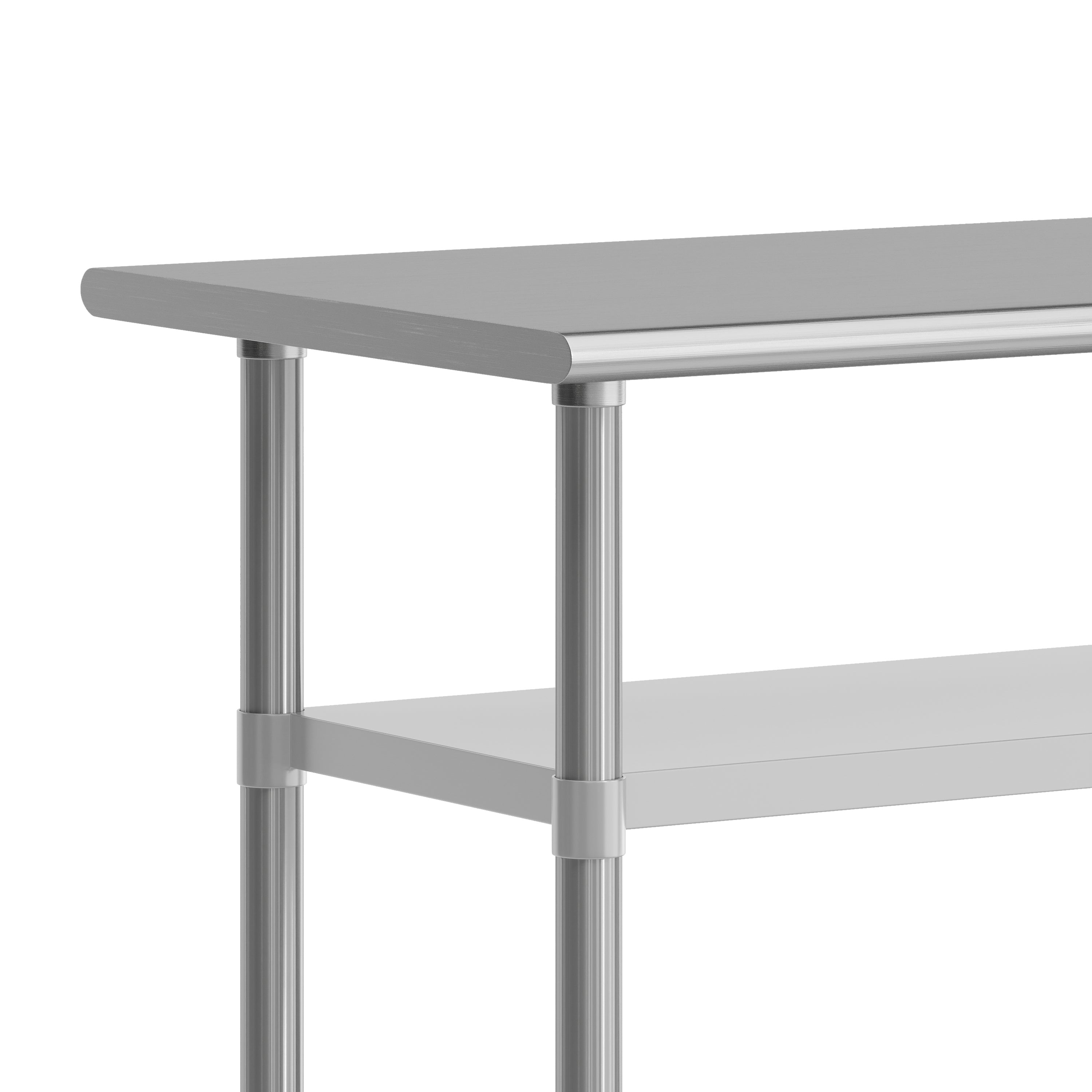 Rawcliffe NSF Certified Stainless Steel Prep and Work Table 24"x 48" with 2 Galvanized Steel Undershelves and 4 Casters with 2 Locking