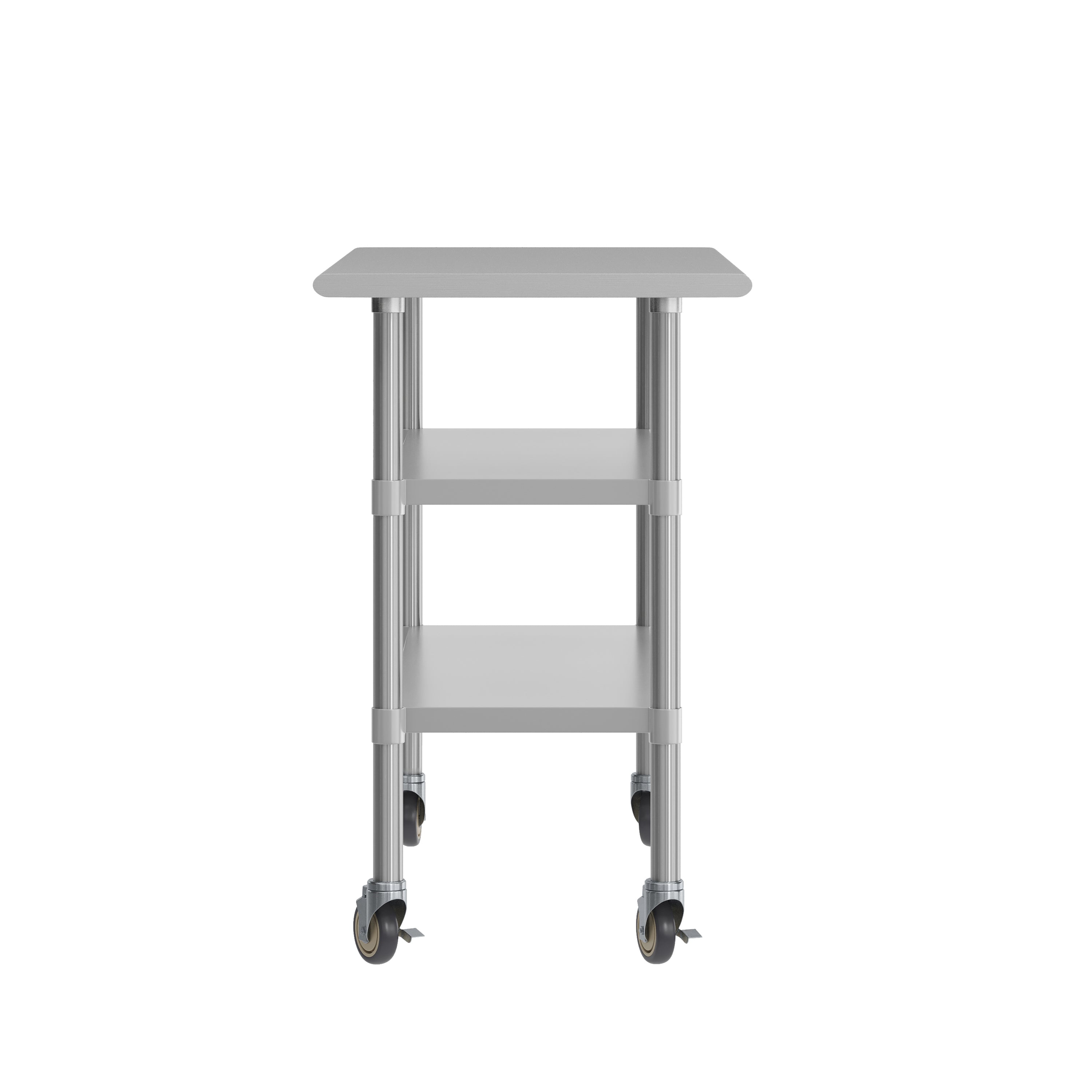Rawcliffe NSF Certified Stainless Steel Prep and Work Table 24"x 48" with 2 Galvanized Steel Undershelves and 4 Casters with 2 Locking