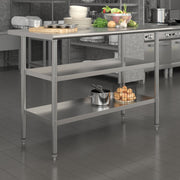 Hogan Stainless Steel 18 Gauge Work Table with 2 Undershelves - NSF Certified - 48"W x 24"D x 34.5"H