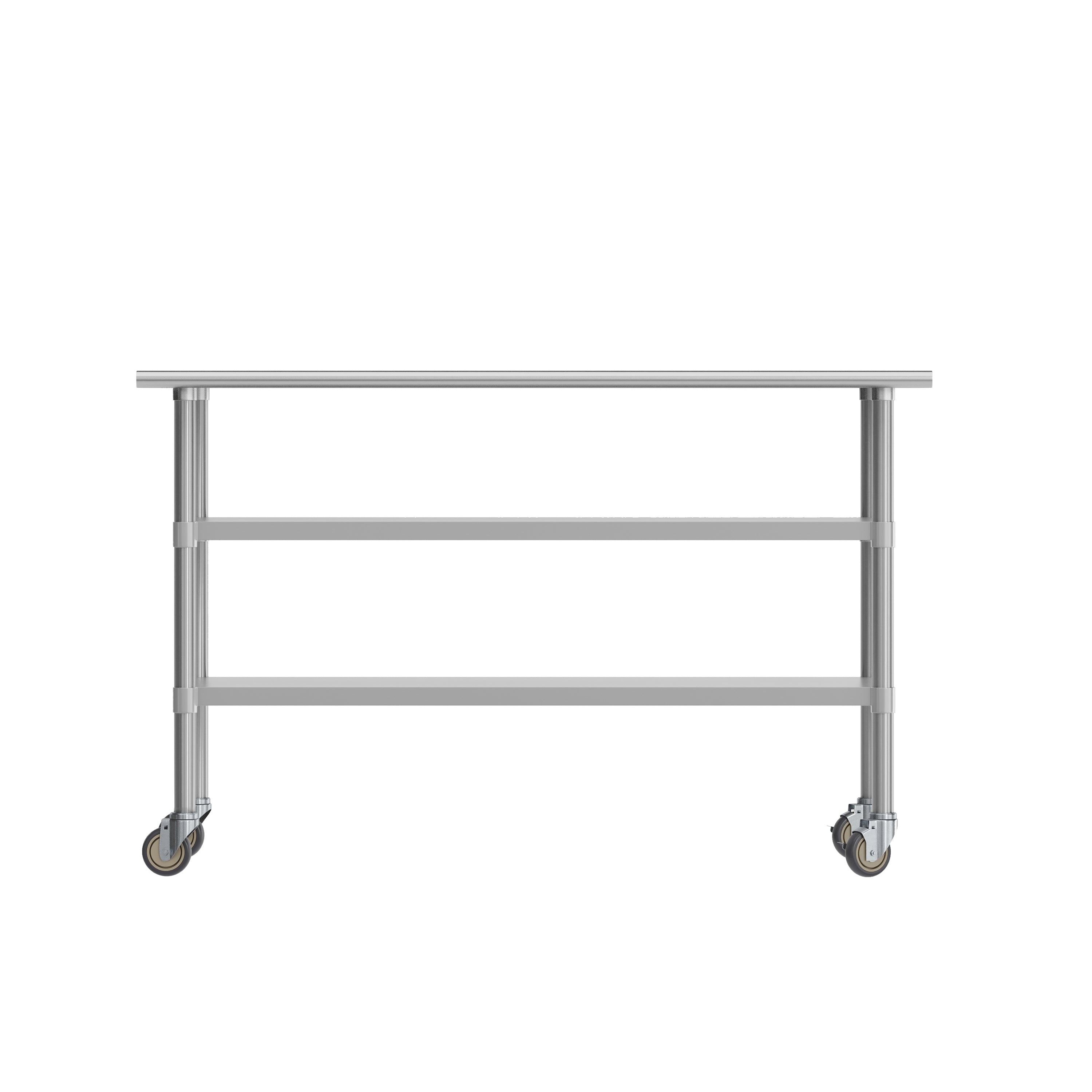Reese NSF Certified Stainless Steel Prep and Work Table 24"x 60" with 2 Galvanized Steel Undershelves and 4 Casters, Heavy Duty Food Prep Worktable