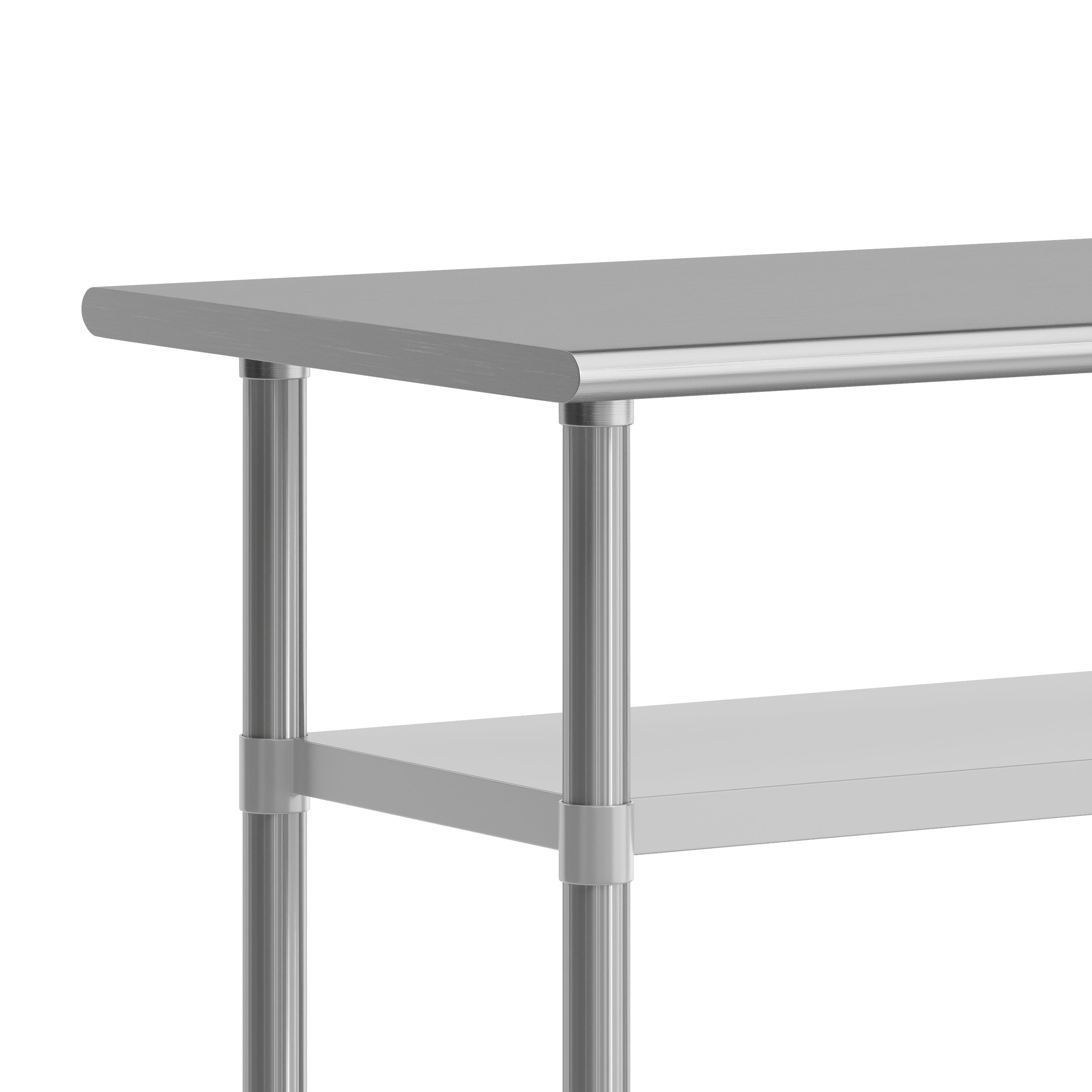 Reese NSF Certified Stainless Steel Prep and Work Table 24"x 60" with 2 Galvanized Steel Undershelves and 4 Casters, Heavy Duty Food Prep Worktable