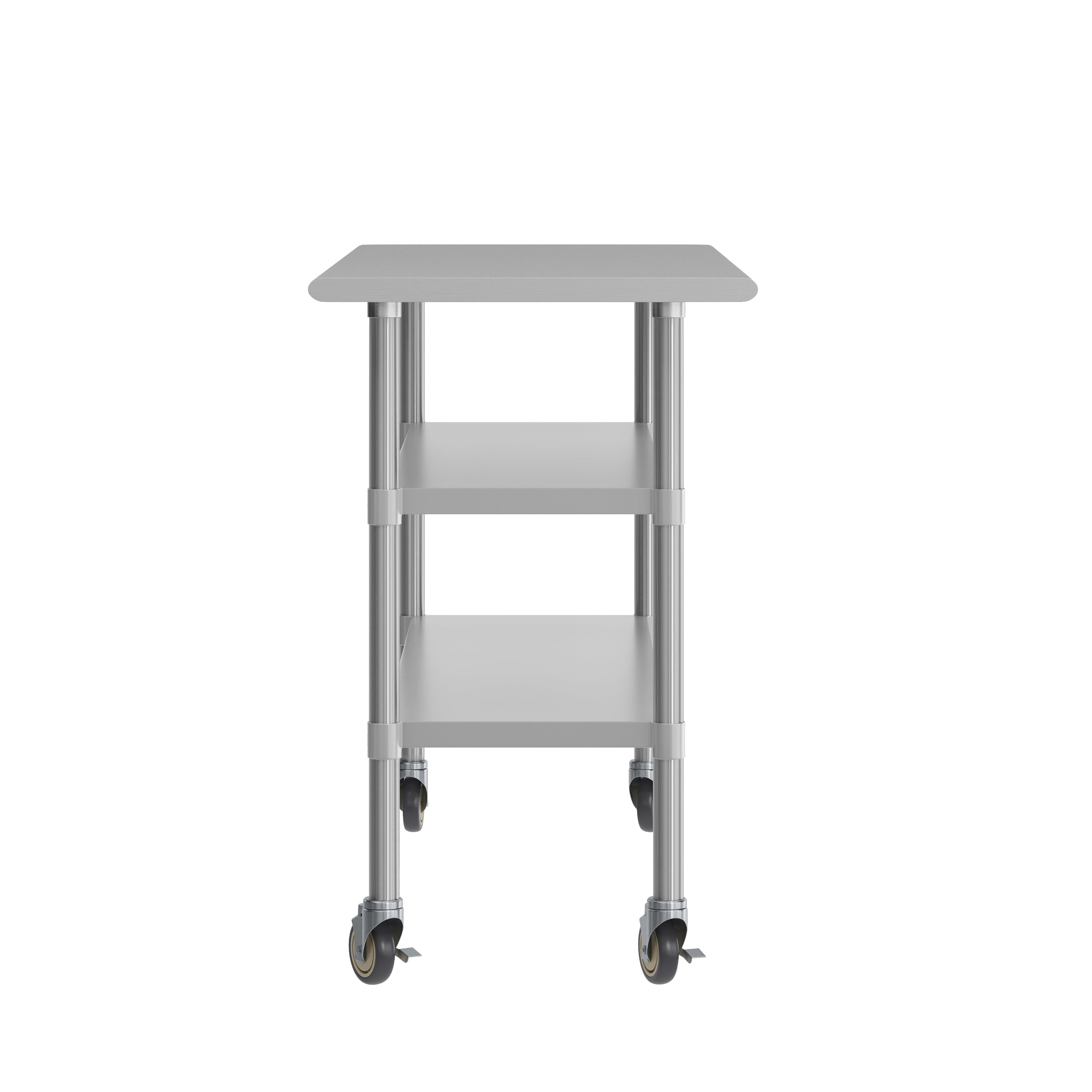Reese NSF Certified Stainless Steel Prep and Work Table 24"x 60" with 2 Galvanized Steel Undershelves and 4 Casters, Heavy Duty Food Prep Worktable