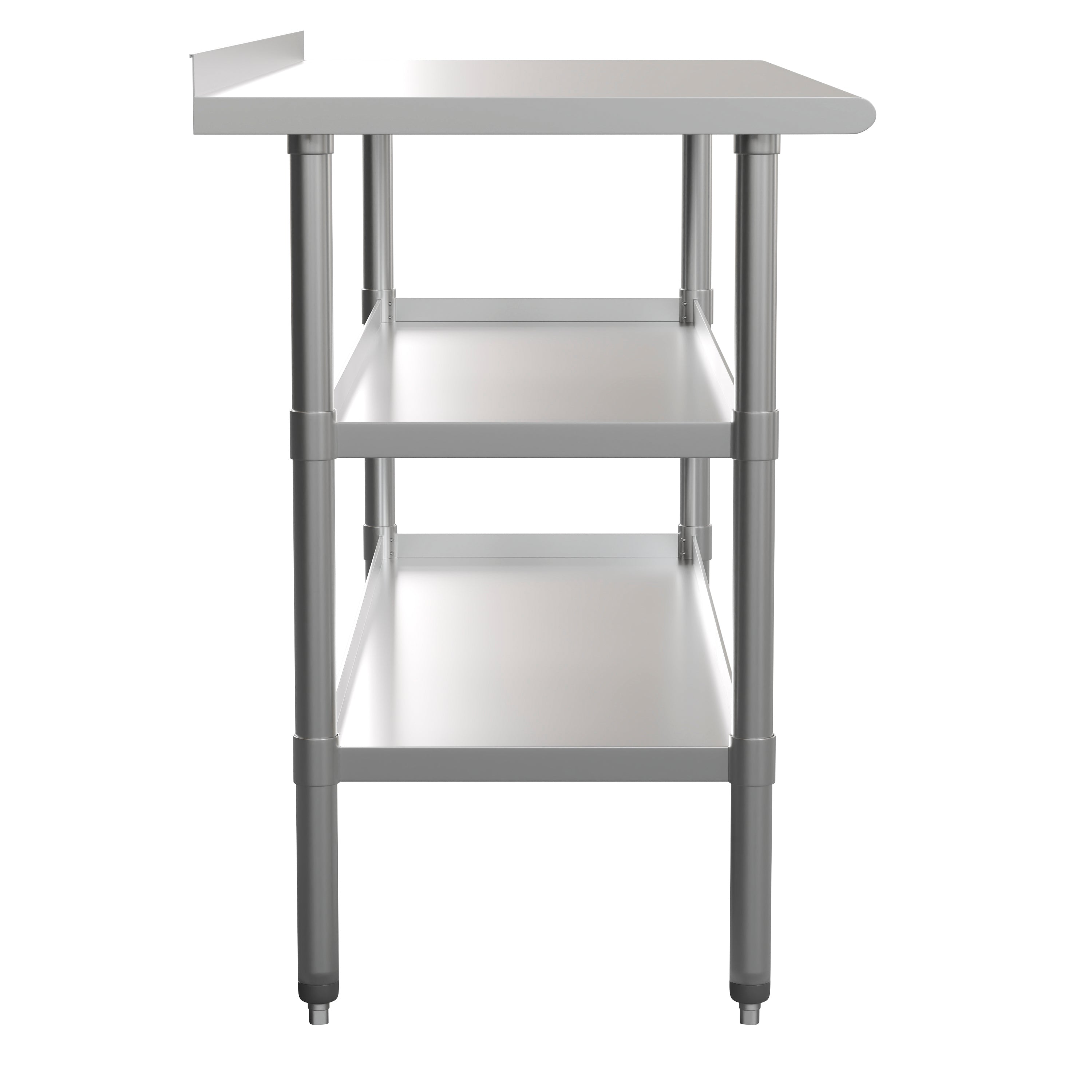 Randolph Stainless Steel 18 Gauge Work Table with 1.5" Backsplash and 2 Undershelves - 60"W x 24"D x 36"H, NSF