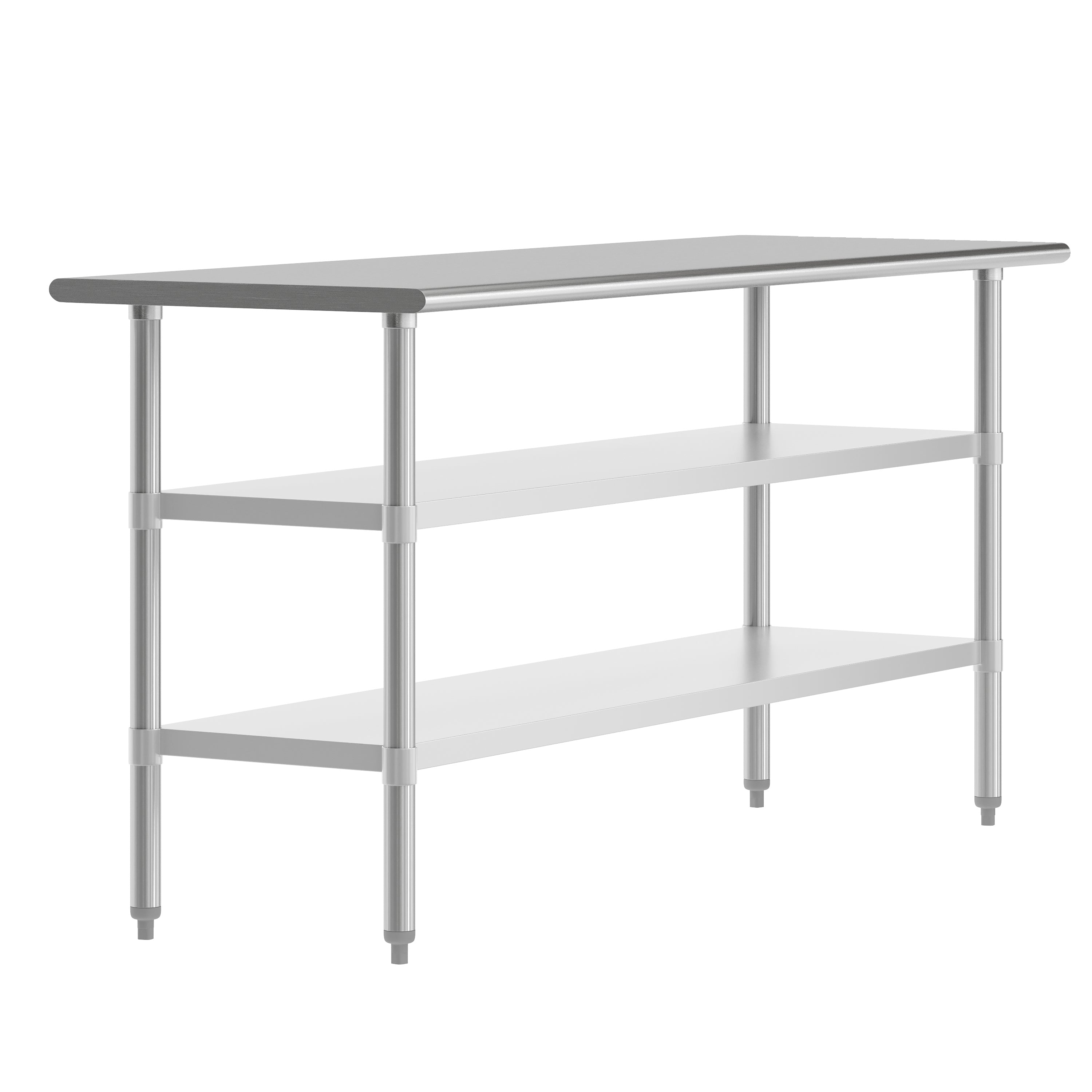 Reese 24x72 Portable Prep and Work Table with NSF Certified 18 Gauge Stainless Steel Top Shelf and 2 Adjustable Galvanized Steel Undershelves