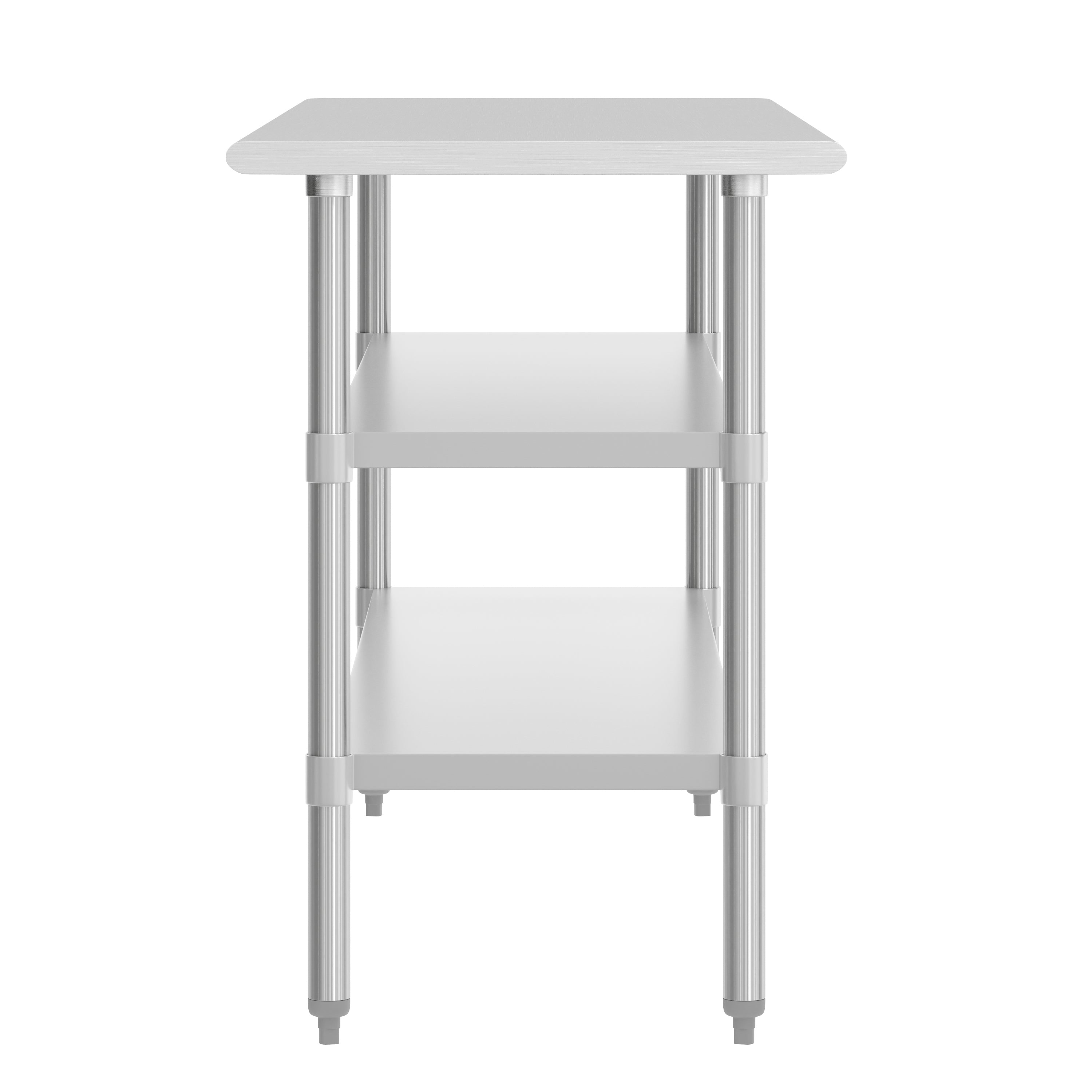 Reese 24x72 Portable Prep and Work Table with NSF Certified 18 Gauge Stainless Steel Top Shelf and 2 Adjustable Galvanized Steel Undershelves