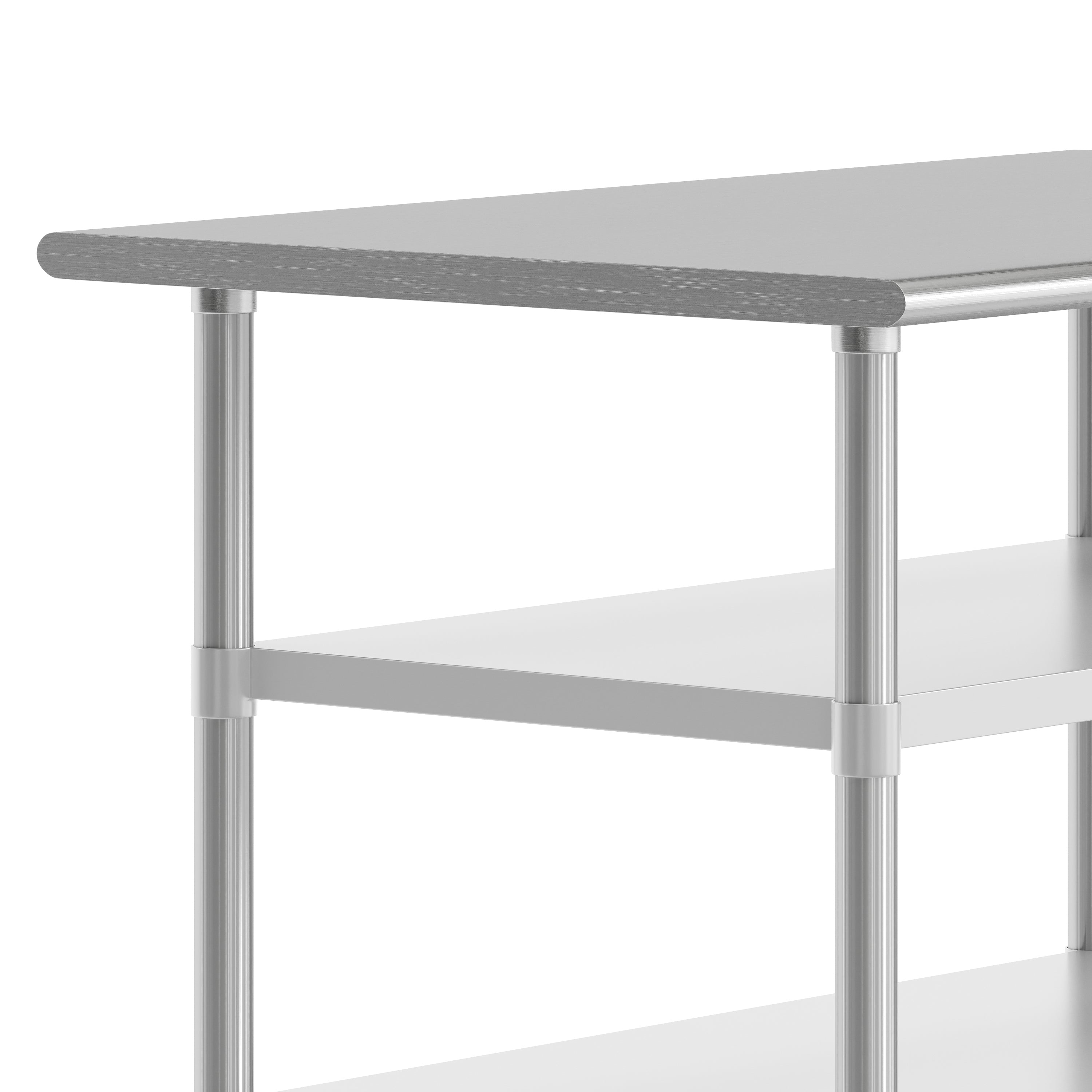 Reese 30x48 Portable Prep and Work Table with NSF Certified 18 Gauge Stainless Steel Top Shelf and 2 Adjustable Galvanized Steel Undershelves