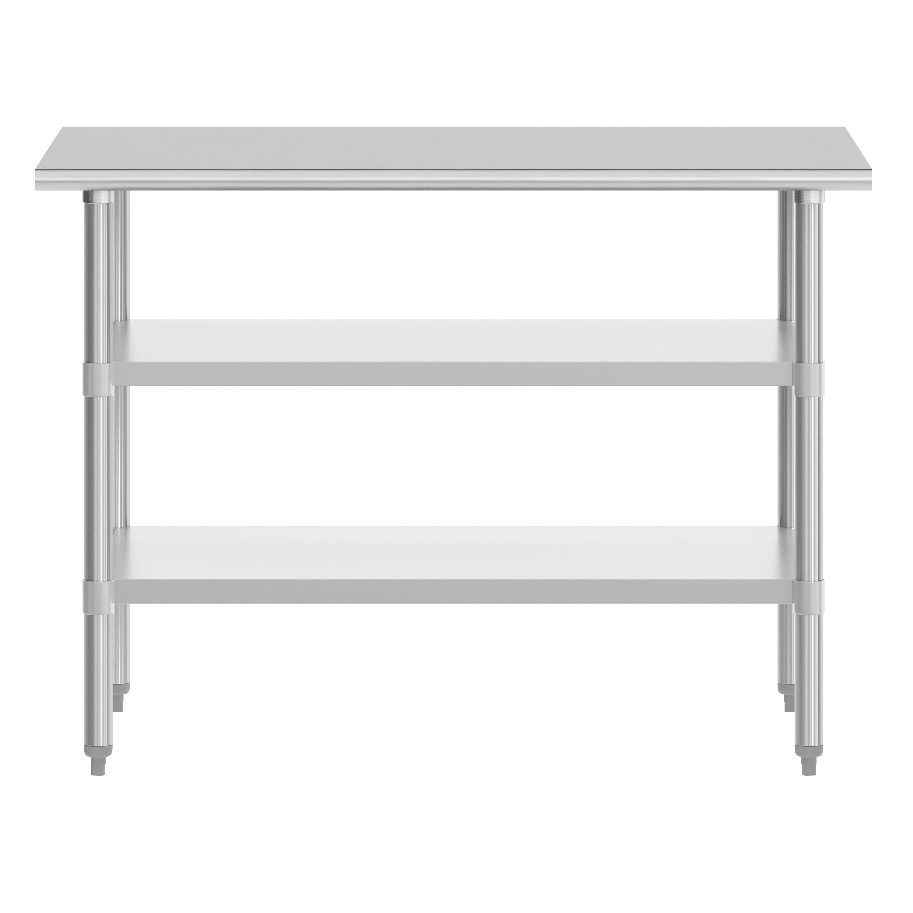 Reese 30x48 Portable Prep and Work Table with NSF Certified 18 Gauge Stainless Steel Top Shelf and 2 Adjustable Galvanized Steel Undershelves