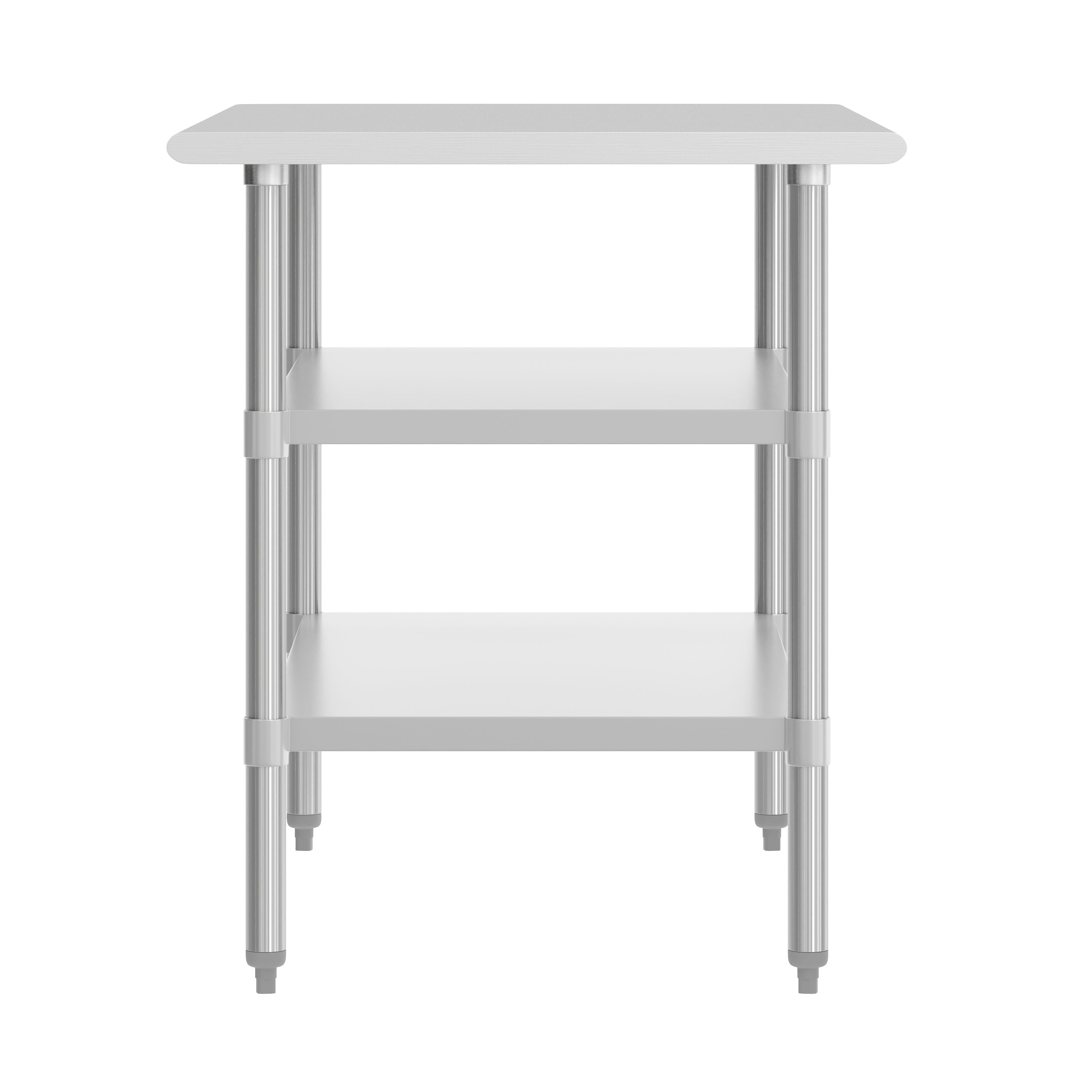 Reese 30x48 Portable Prep and Work Table with NSF Certified 18 Gauge Stainless Steel Top Shelf and 2 Adjustable Galvanized Steel Undershelves