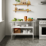 Reese 30x48 Portable Prep and Work Table with NSF Certified 18 Gauge Stainless Steel Top Shelf and 2 Adjustable Galvanized Steel Undershelves