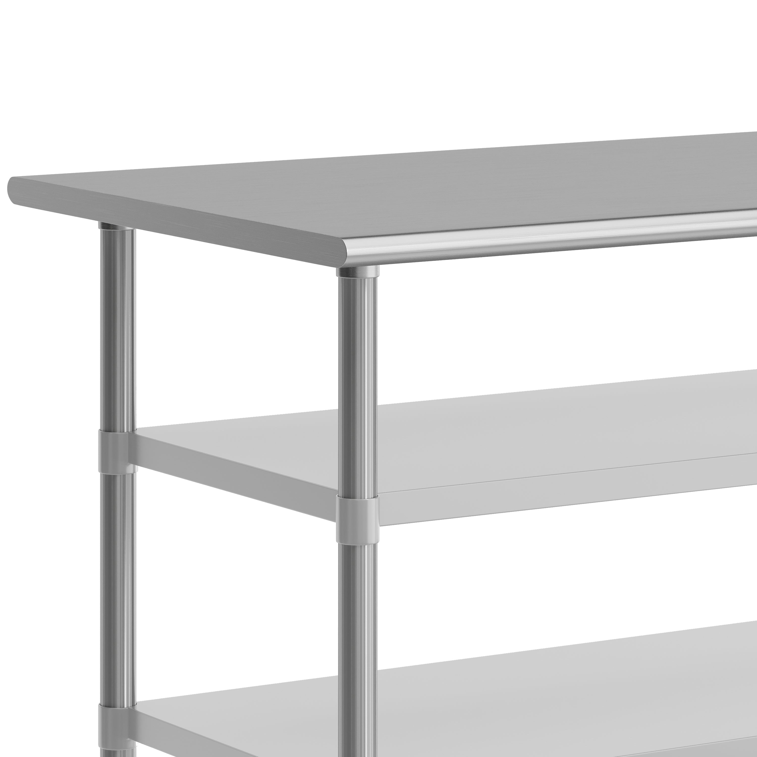 Reader NSF Certified Stainless Steel Prep and Work Table 30"x 72" with 2 Galvanized Steel Undershelves and 4 Casters, Heavy Duty Food Prep Worktable