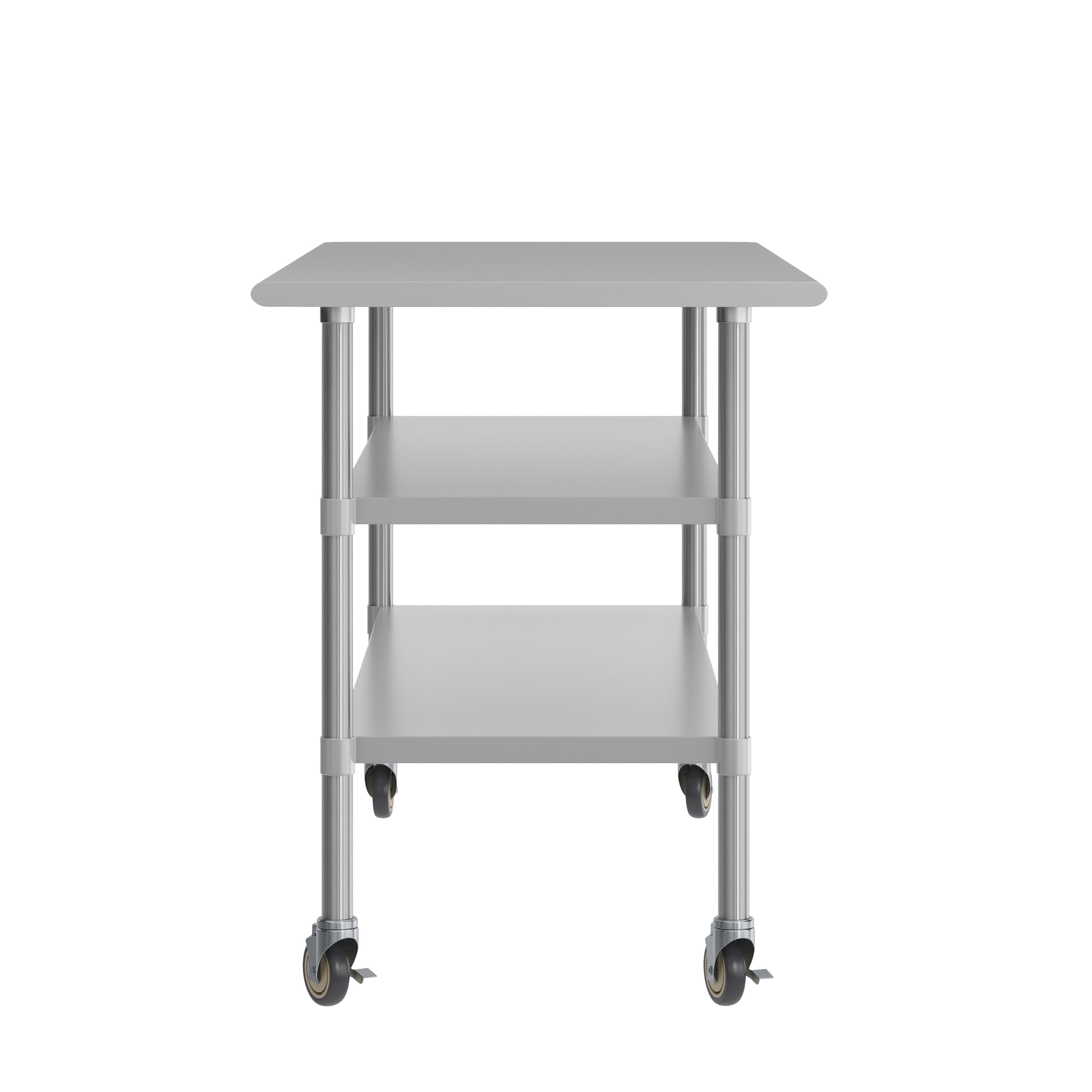 Reader NSF Certified Stainless Steel Prep and Work Table 30"x 72" with 2 Galvanized Steel Undershelves and 4 Casters, Heavy Duty Food Prep Worktable