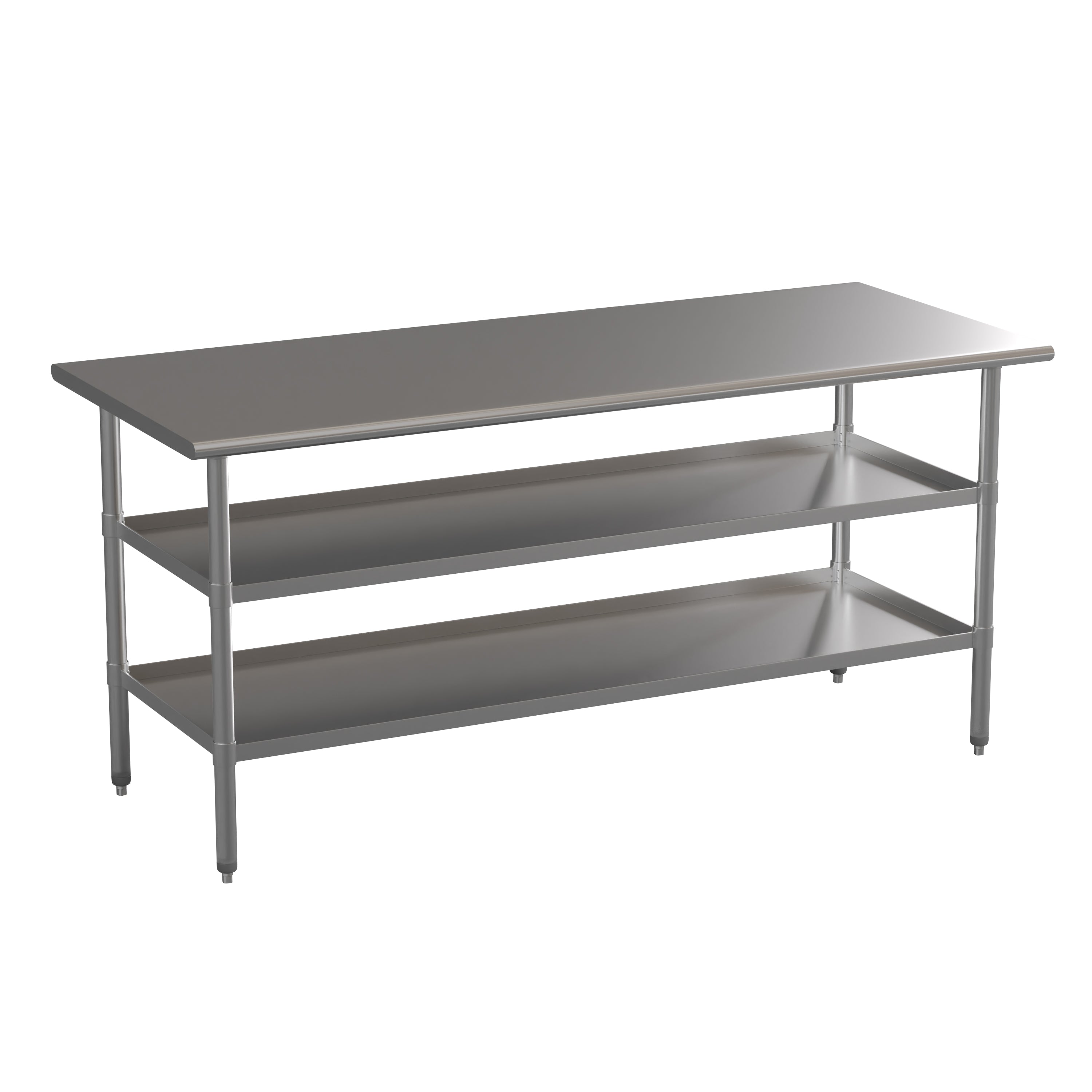 Ravenel Stainless Steel 18 Gauge Work Table with 2 Undershelves - 72"W x 30"D x 34.5"H, NSF