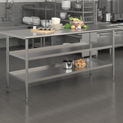 Ravenel Stainless Steel 18 Gauge Work Table with 2 Undershelves - 72"W x 30"D x 34.5"H, NSF