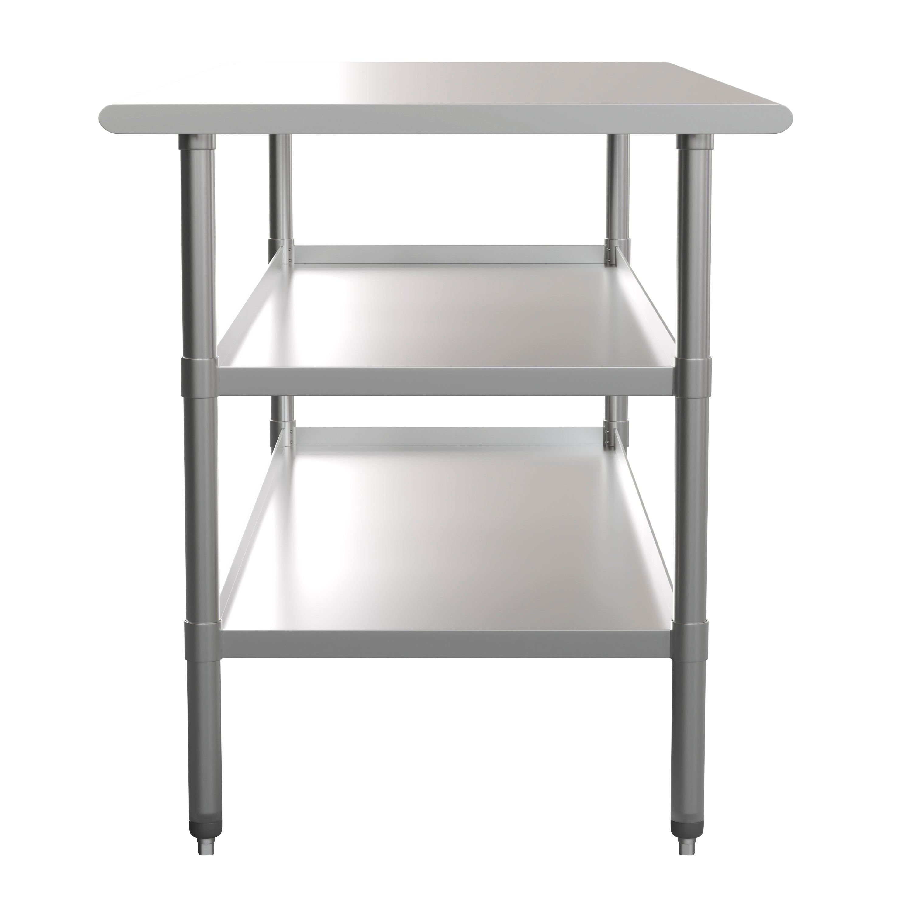 Ravenel Stainless Steel 18 Gauge Work Table with 2 Undershelves - 72"W x 30"D x 34.5"H, NSF