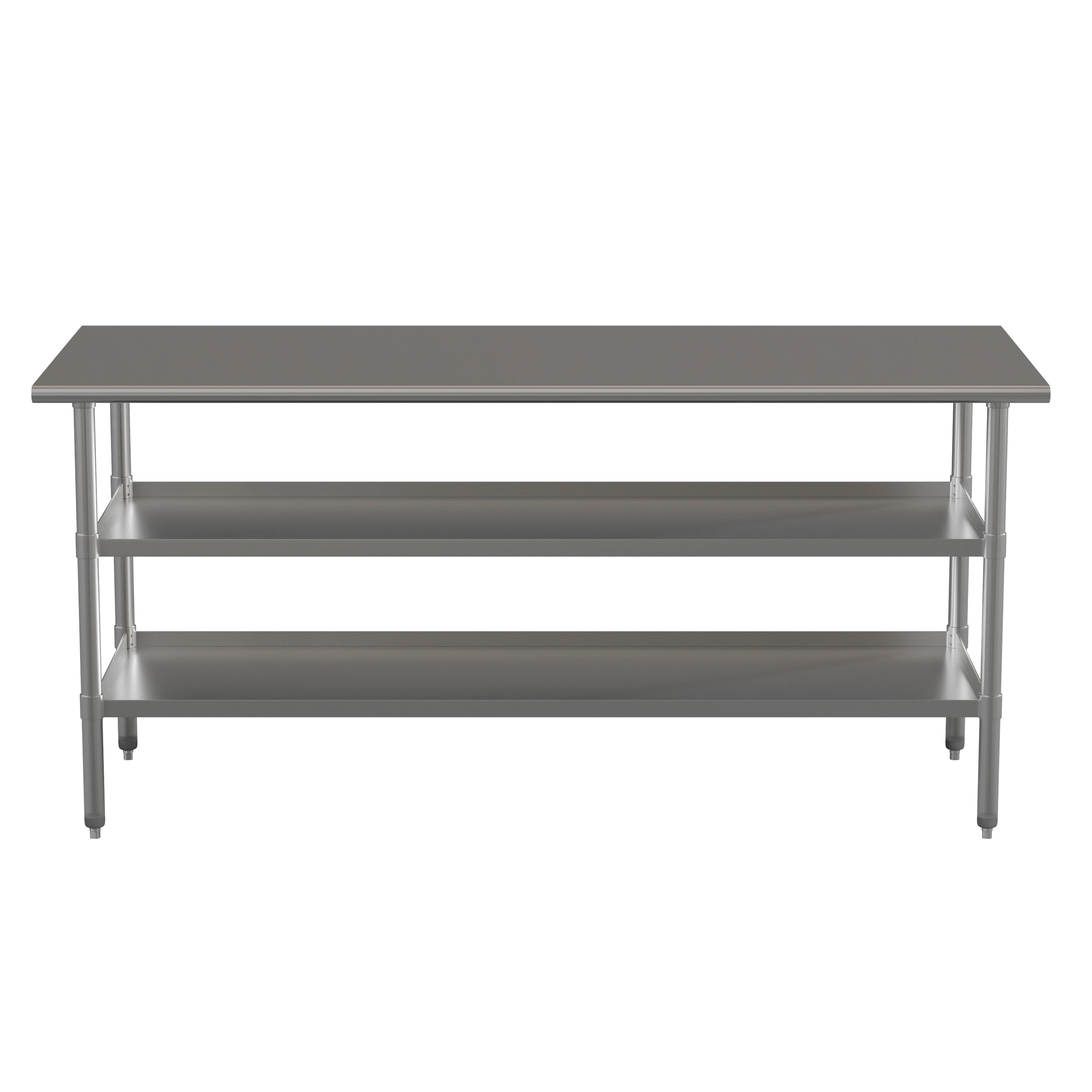 Ravenel Stainless Steel 18 Gauge Work Table with 2 Undershelves - 72"W x 30"D x 34.5"H, NSF