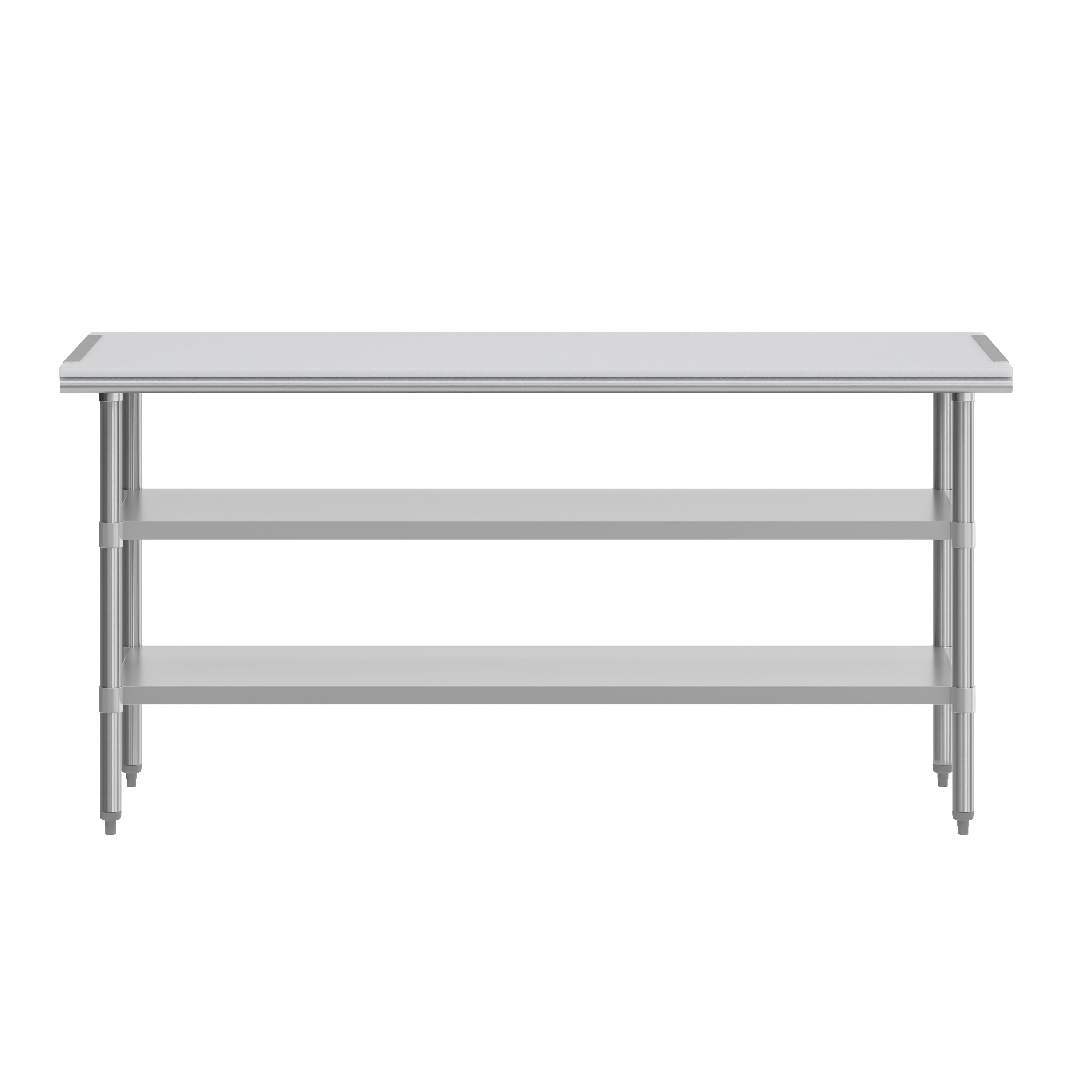 Reader Portable Prep and Work Table with NSF Certified 18 Gauge Stainless Steel Top Shelf with Poly Cutting Board and 2 Galvanized Steel Undershelves
