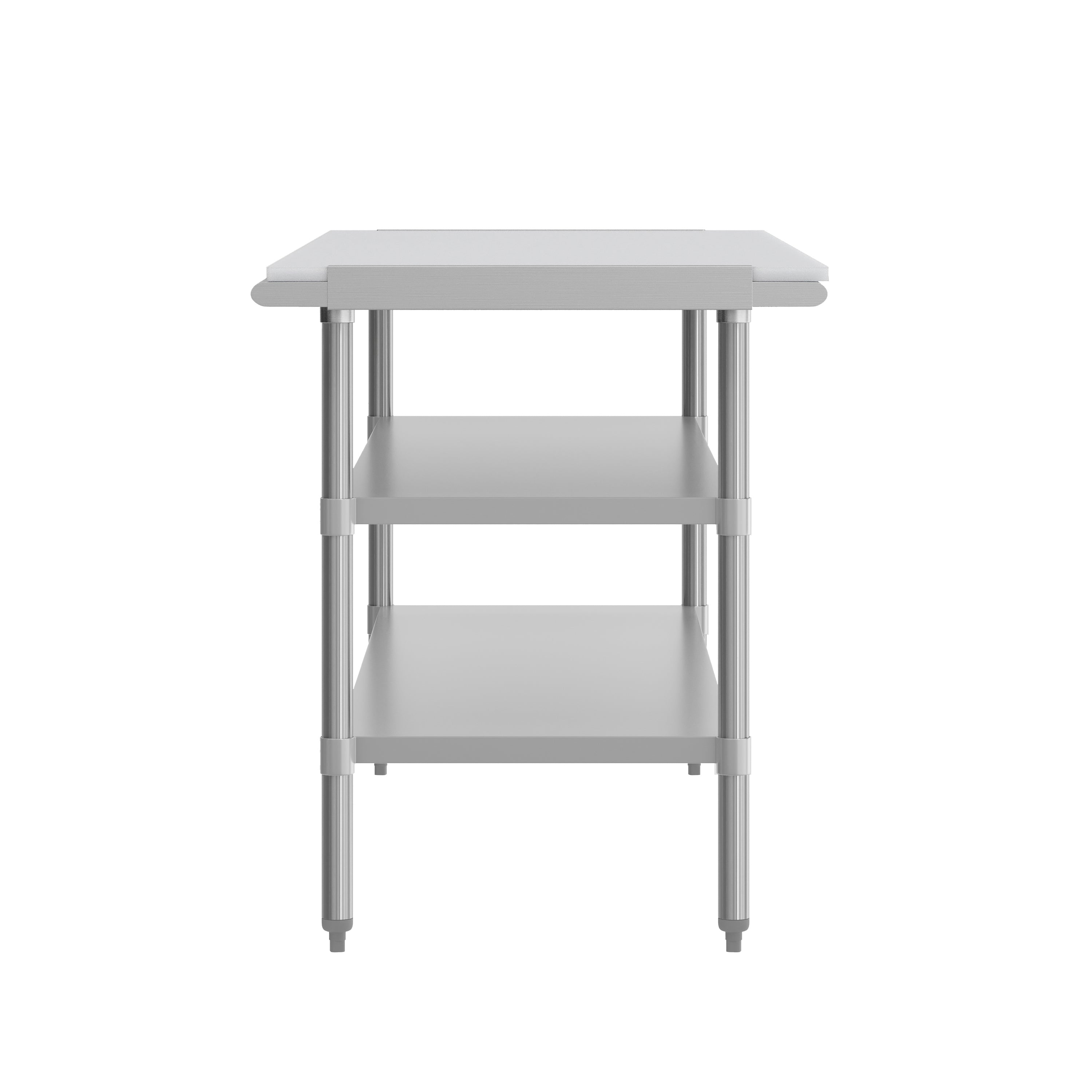 Reader Portable Prep and Work Table with NSF Certified 18 Gauge Stainless Steel Top Shelf with Poly Cutting Board and 2 Galvanized Steel Undershelves